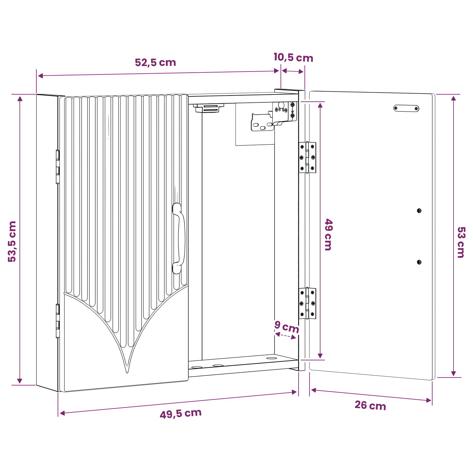 Dartboard Cabinet HOORN White 52.5 x 10.5 x 53.5 cm
