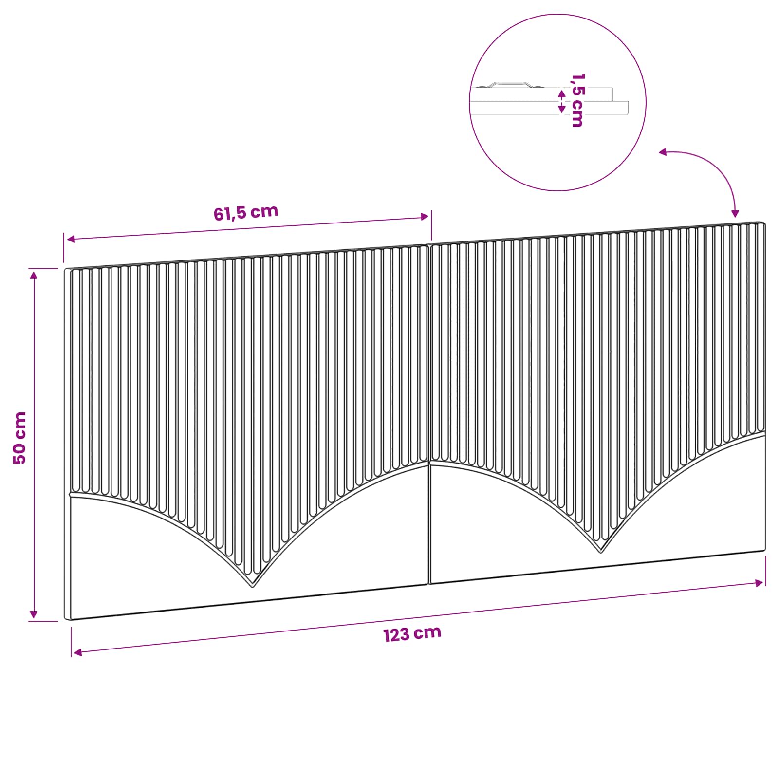 Wall-Mounted Headboard HOORN Sonoma Oak Engineered Wood