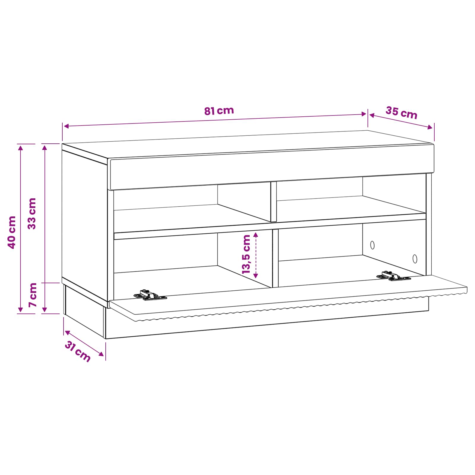 LED TV Cabinet White Engineered Wood