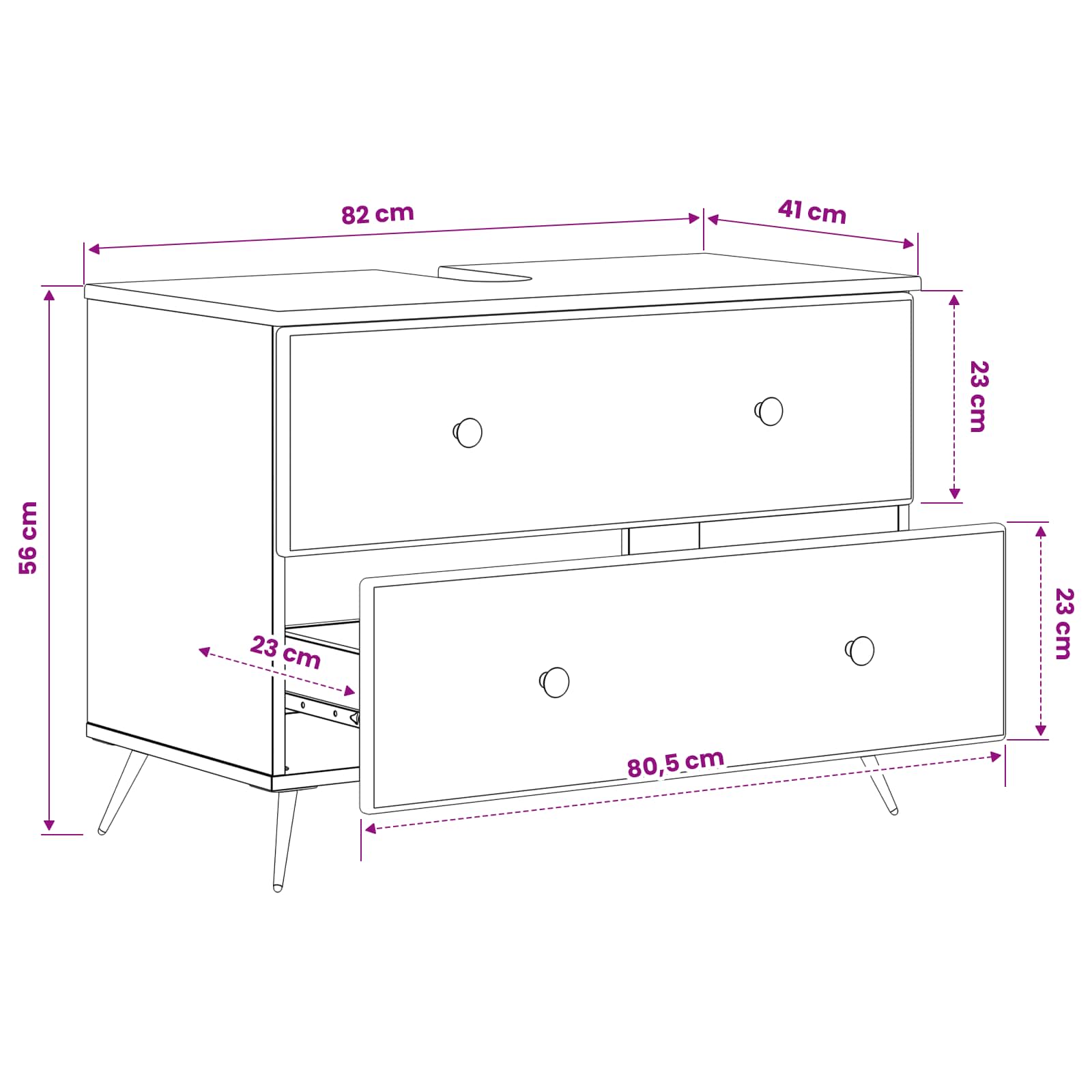 Bathroom Sink Cabinet BREDA White 82 x 41 x 59 cm
