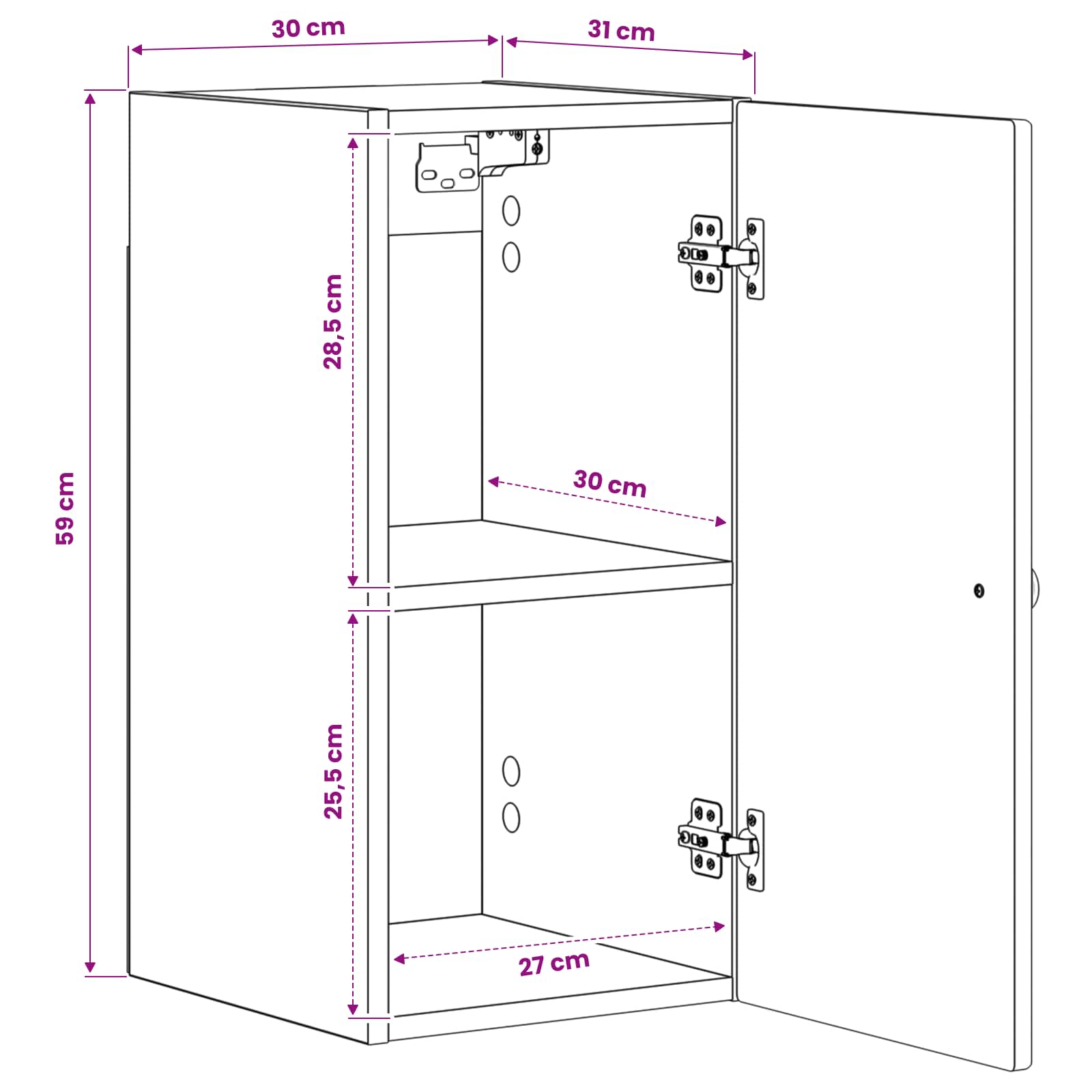 Bathroom Wall Cabinet BREDA White 30 x 31 x 59 cm