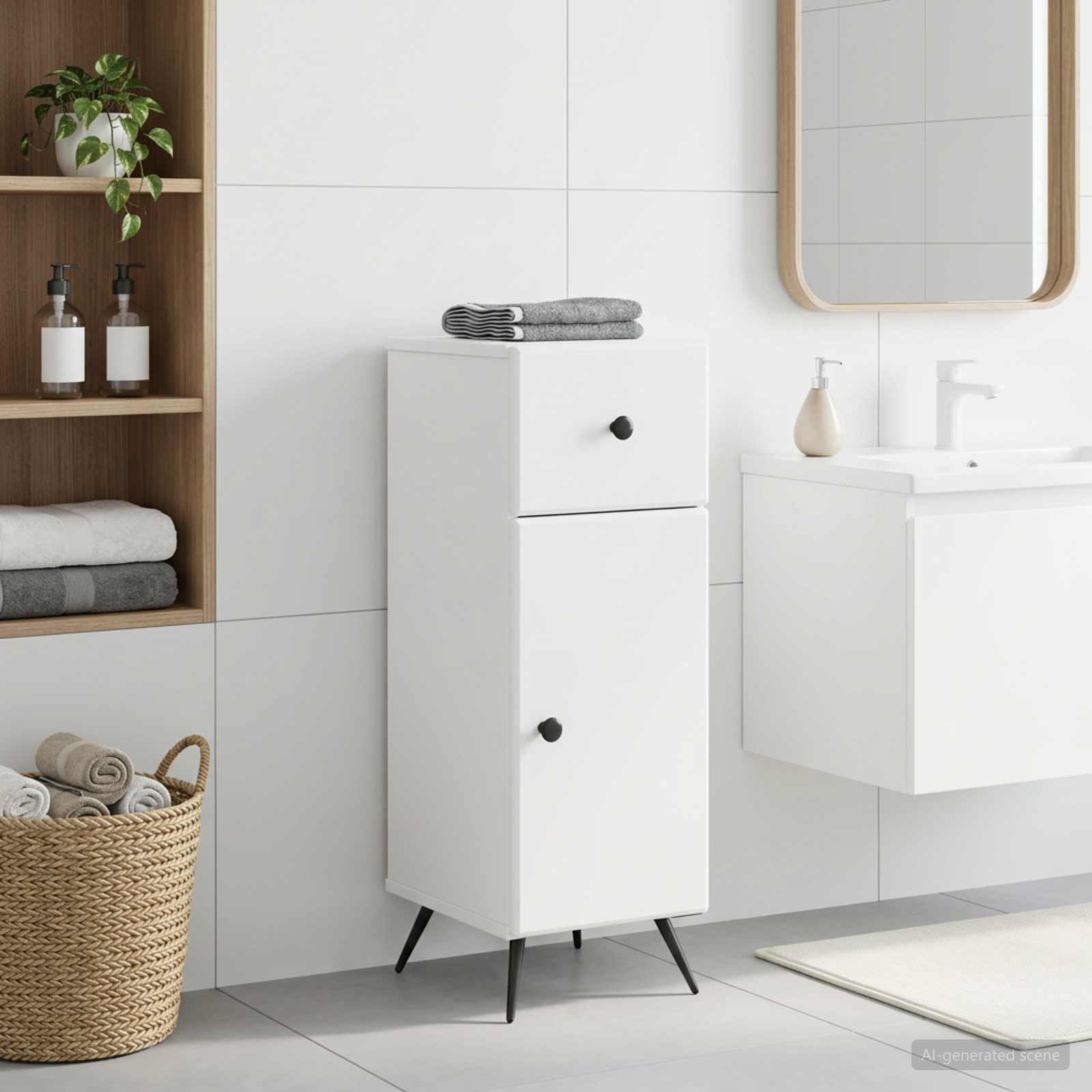 Bathroom Storage Cabinet BREDA White 30 x 31 x 80 cm