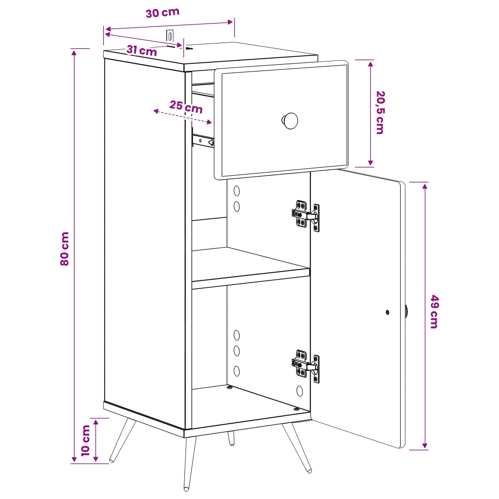 Bathroom Storage Cabinet BREDA White 30 x 31 x 80 cm