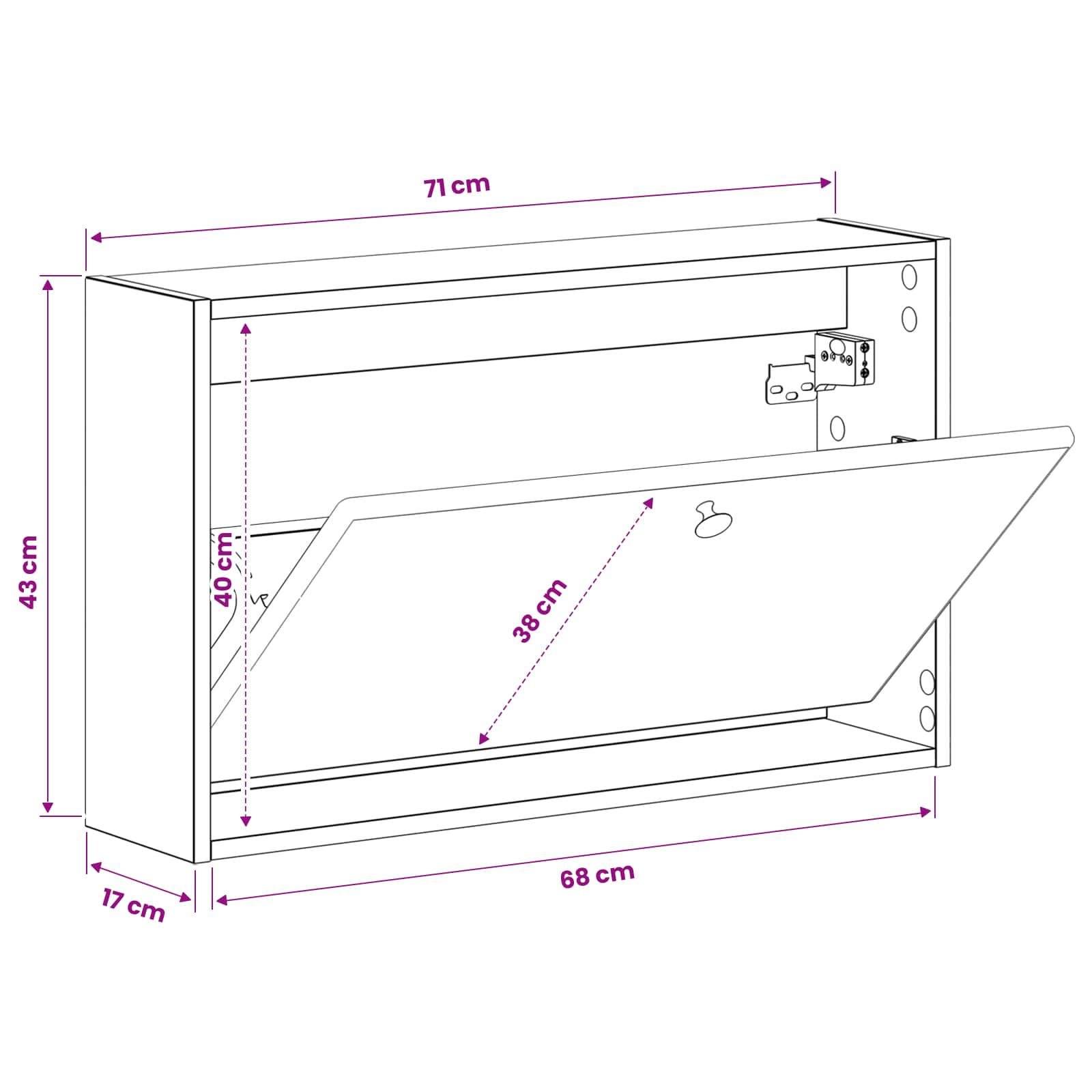 Wall-Mounted Shoe Cabinet BREDA 71 x 17 x 43 cm Engineered Wood