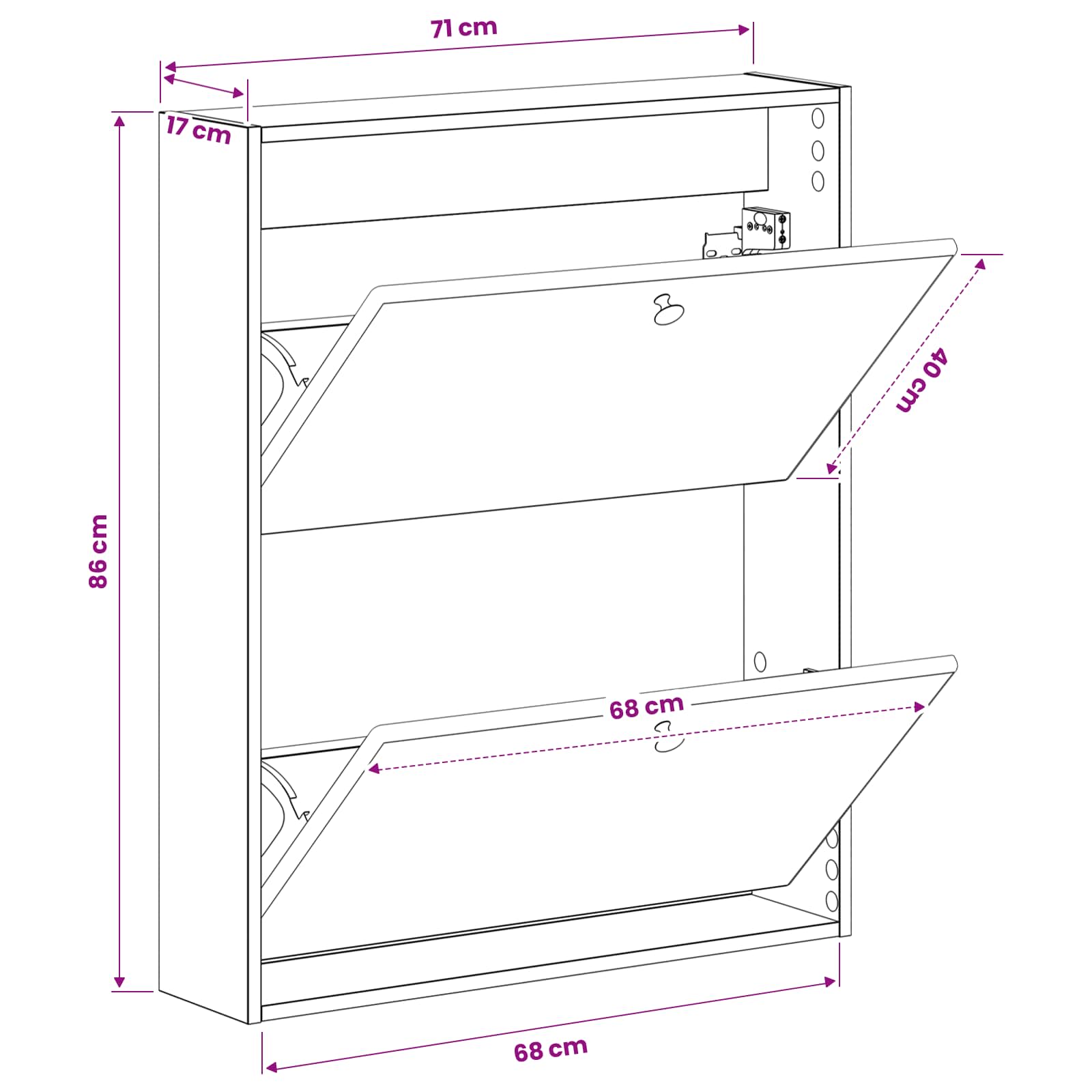 Wall-Mounted Shoe Cabinet BREDA 71 x 17 x 86 cm Engineered Wood