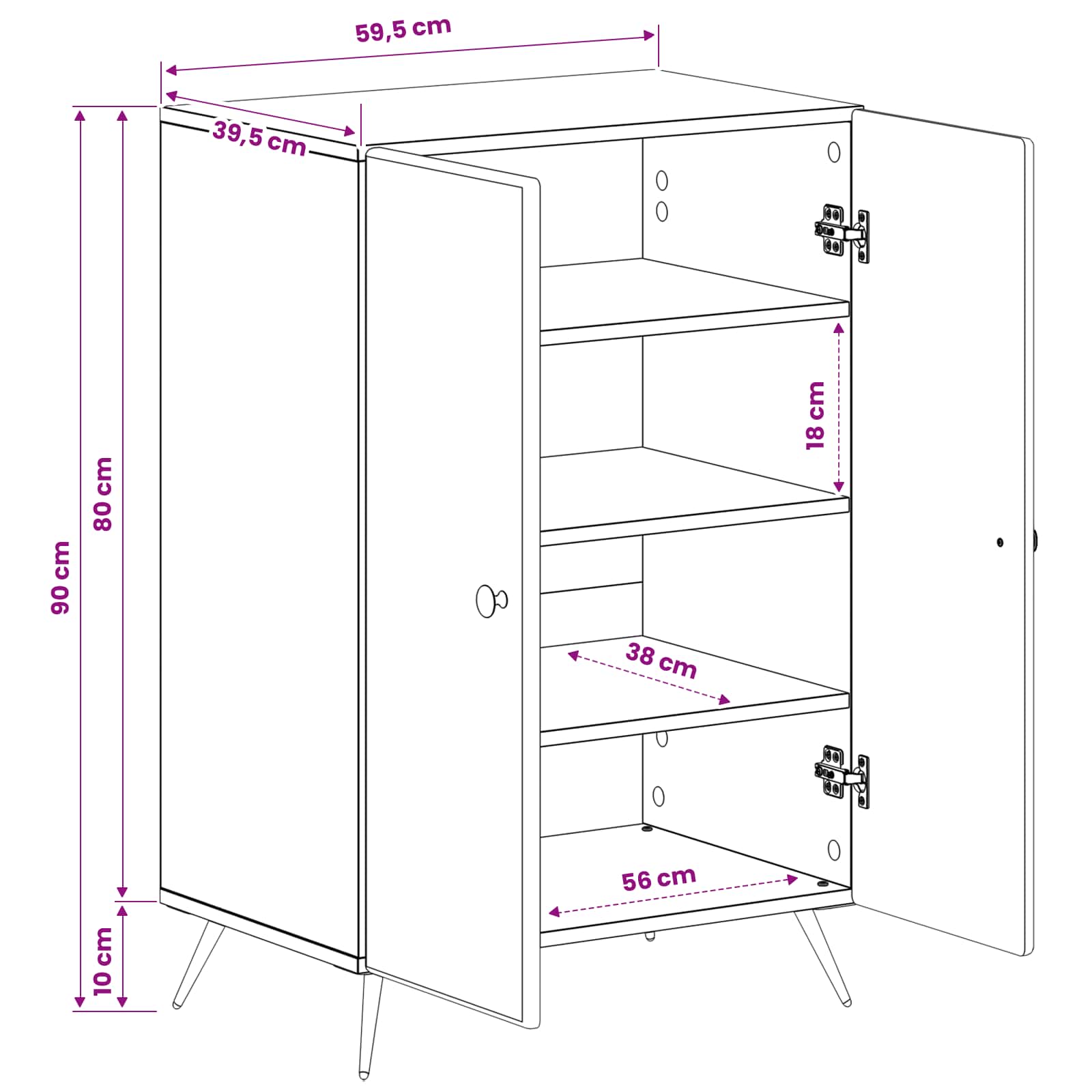 Shoe Cabinet BREDA 59.5 x 39.5 x 90 cm Engineered Wood White