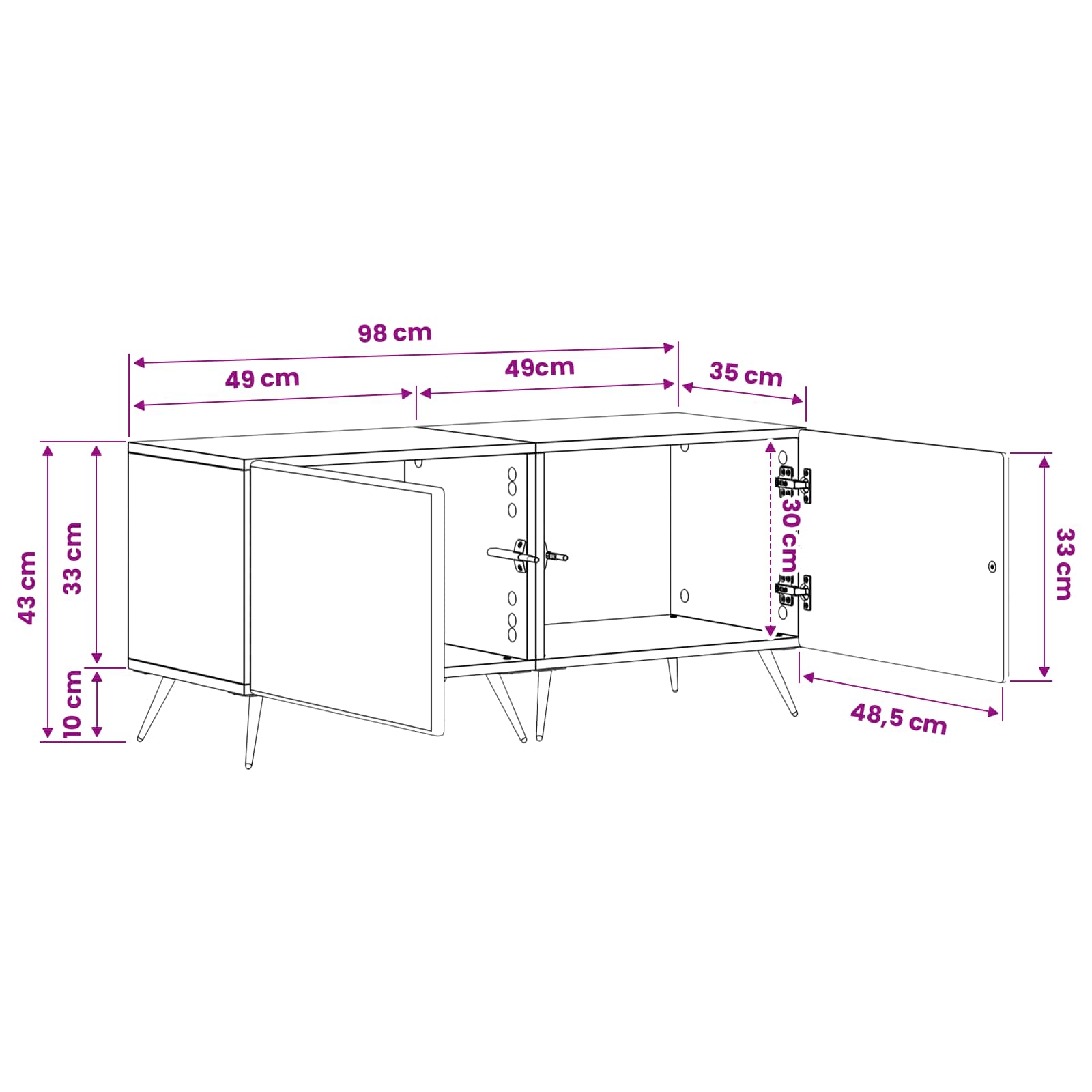 TV Cabinet White Engineered Wood