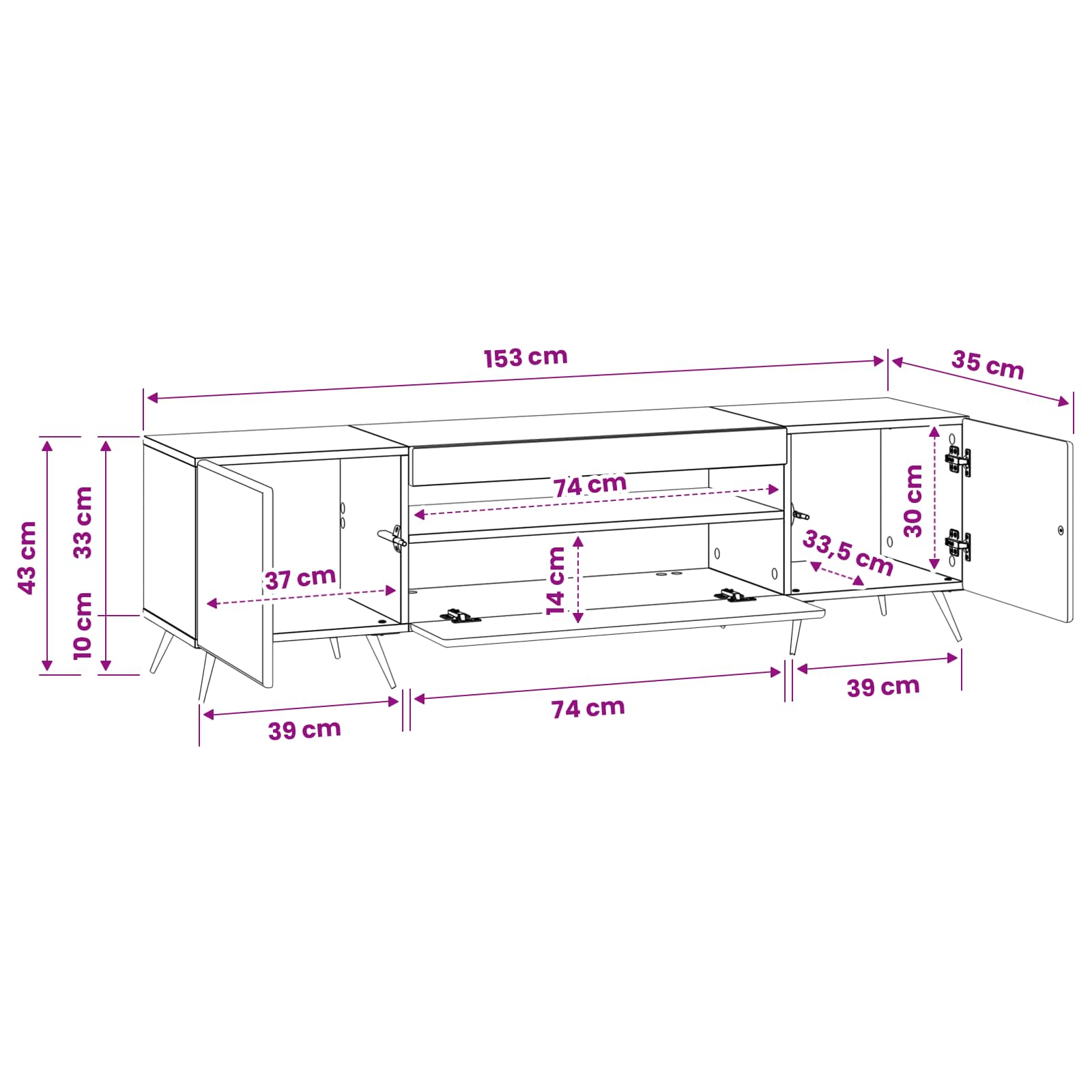 LED TV Cabinet White Engineered Wood