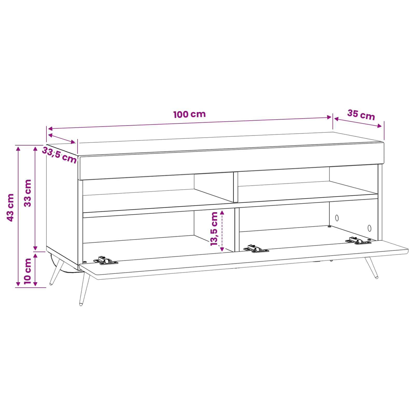 LED TV Cabinet White Engineered Wood