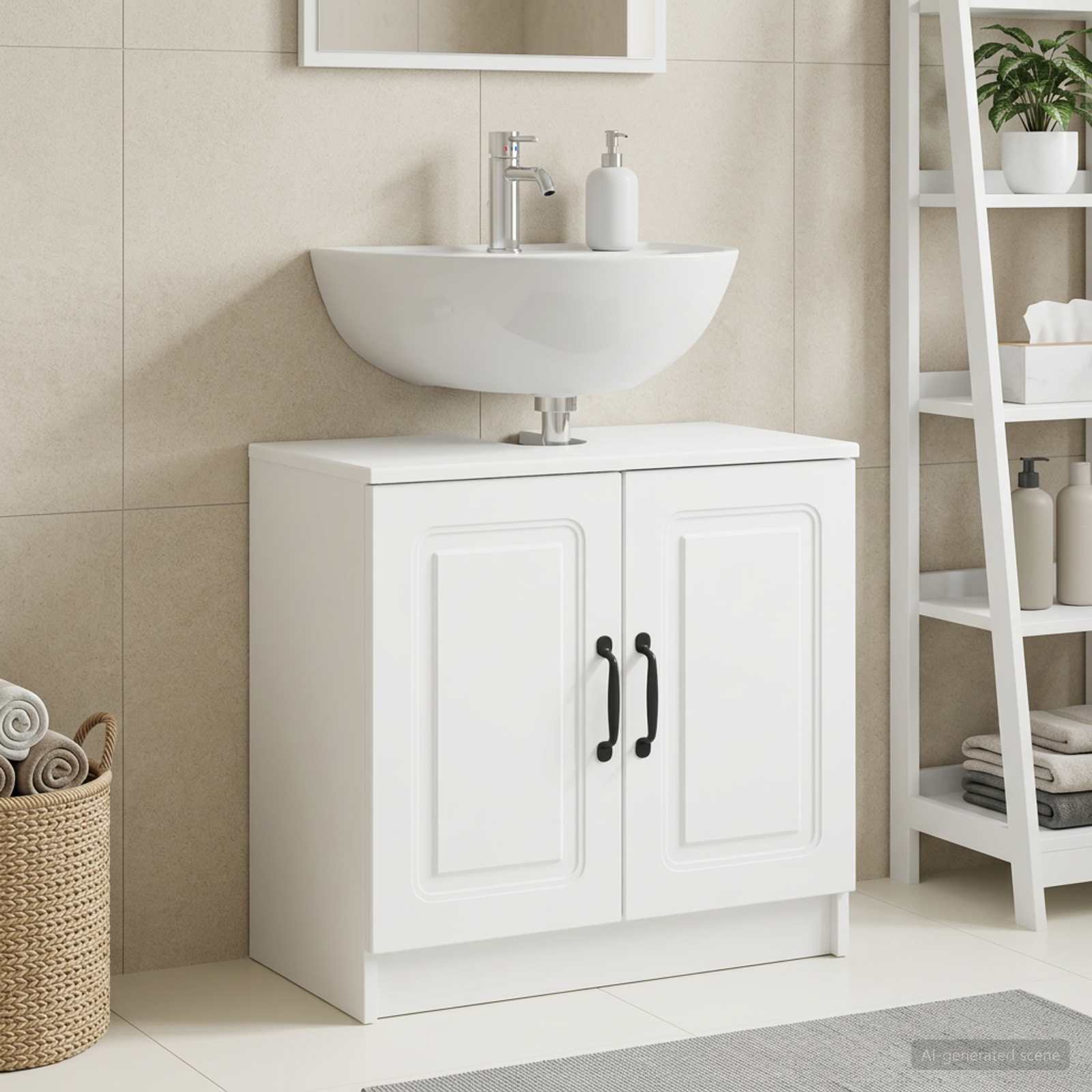 Bathroom Sink Cabinet UTRECHT White 59.5 x 31.5 x 59 cm