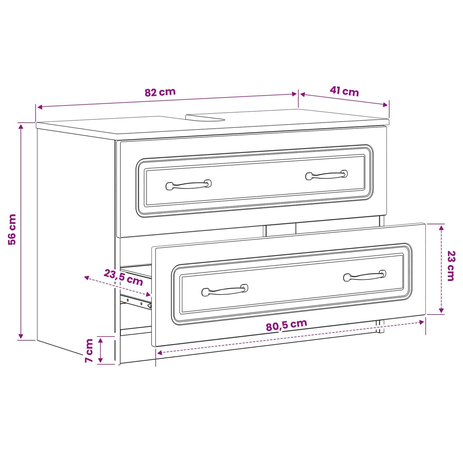 Bathroom Sink Cabinet UTRECHT White 82 x 41 x 56 cm