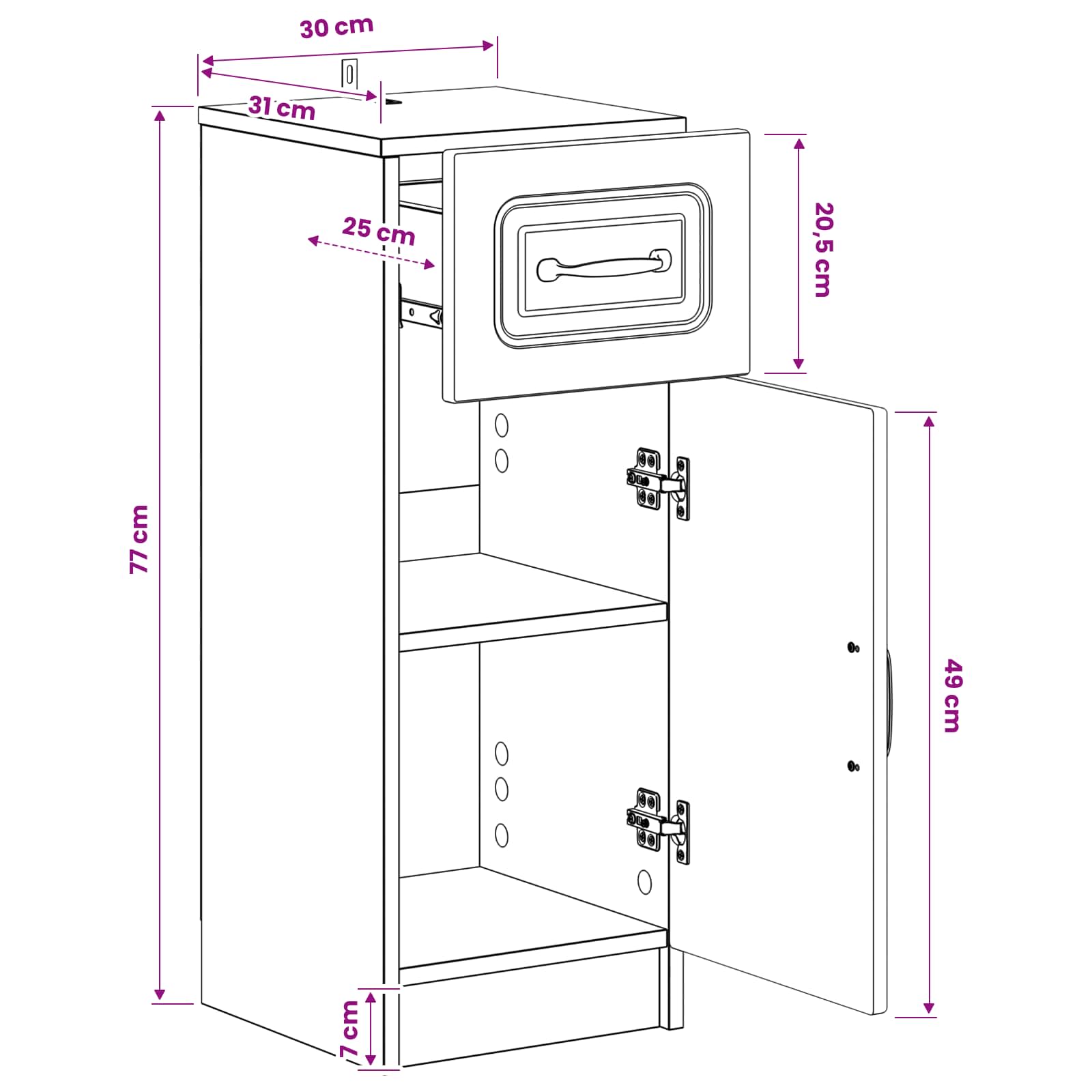 Bathroom Storage Cabinet UTRECHT White 30 x 31 x 77 cm