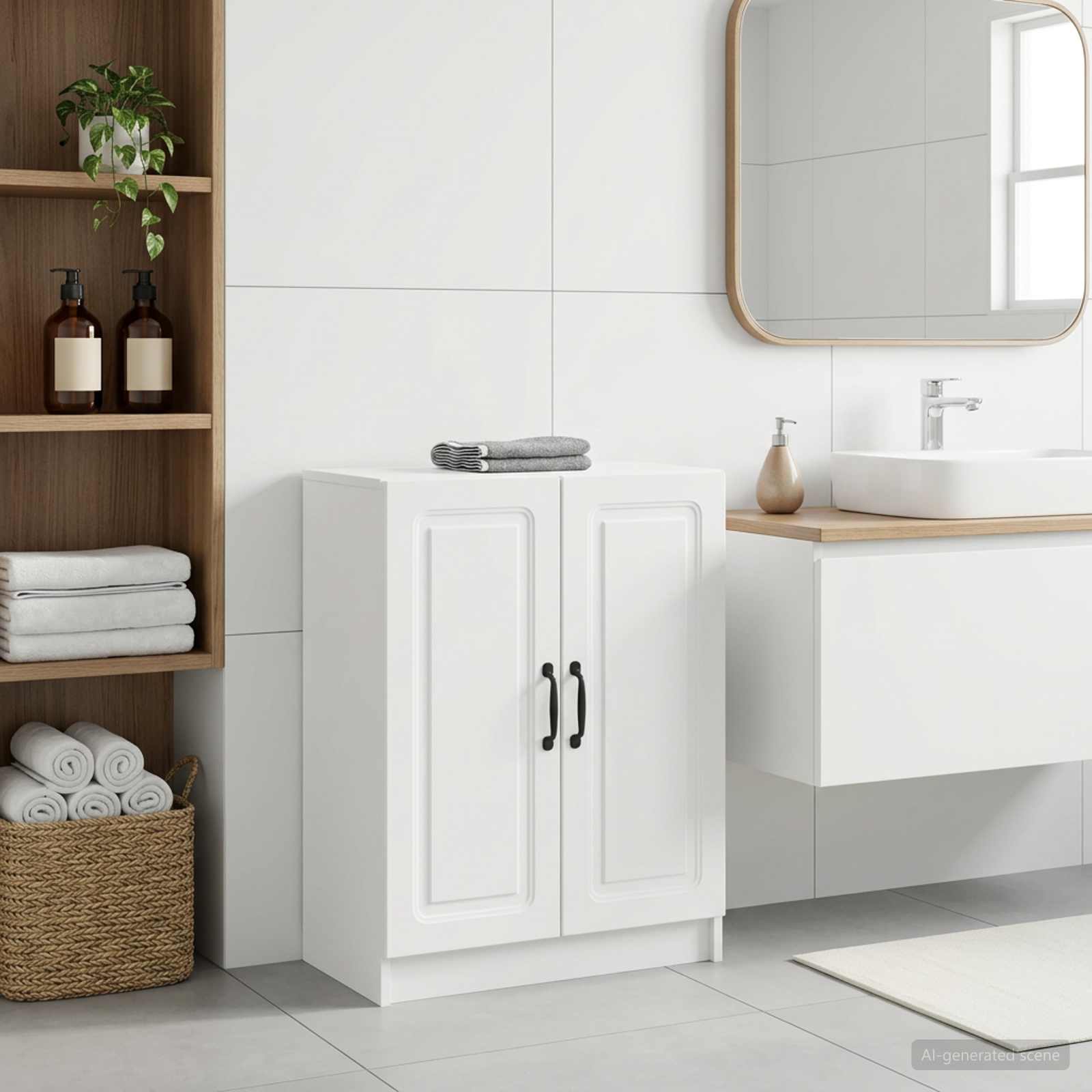 Bathroom Storage Cabinet UTRECHT White 59.5 x 31 x 77 cm