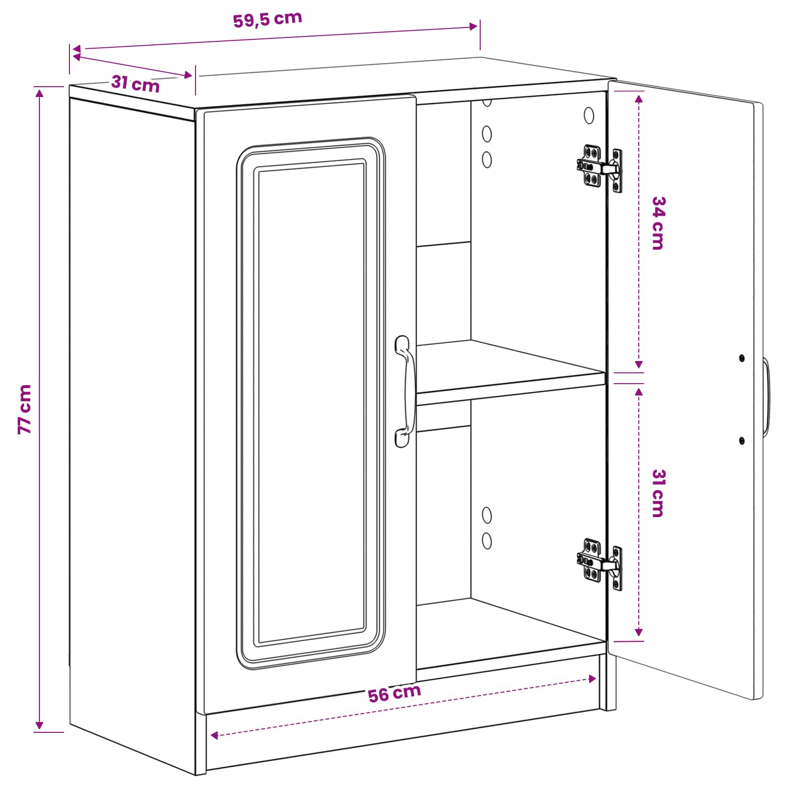 Bathroom Storage Cabinet UTRECHT White 59.5 x 31 x 77 cm