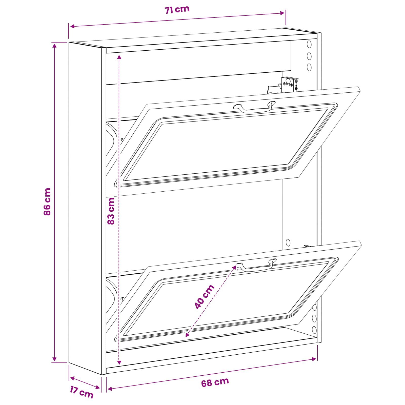 Wall-Mounted Shoe Cabinet UTRECHT 71 x 17 x 86 cm White