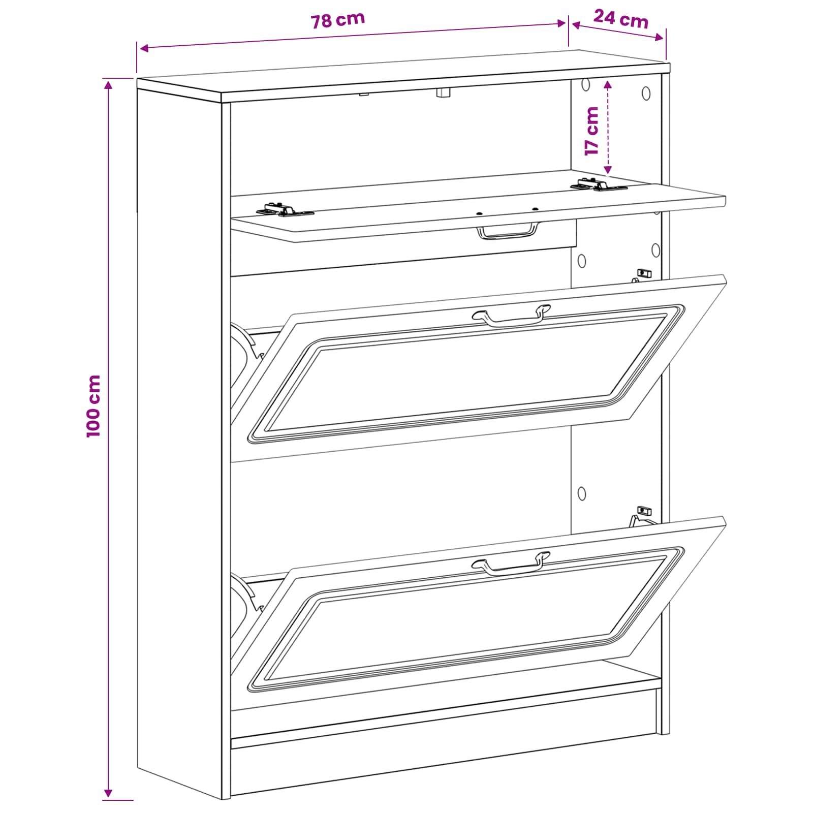 Shoe Cabinet UTRECHT 78 x 24 x 100 cm Engineered Wood White