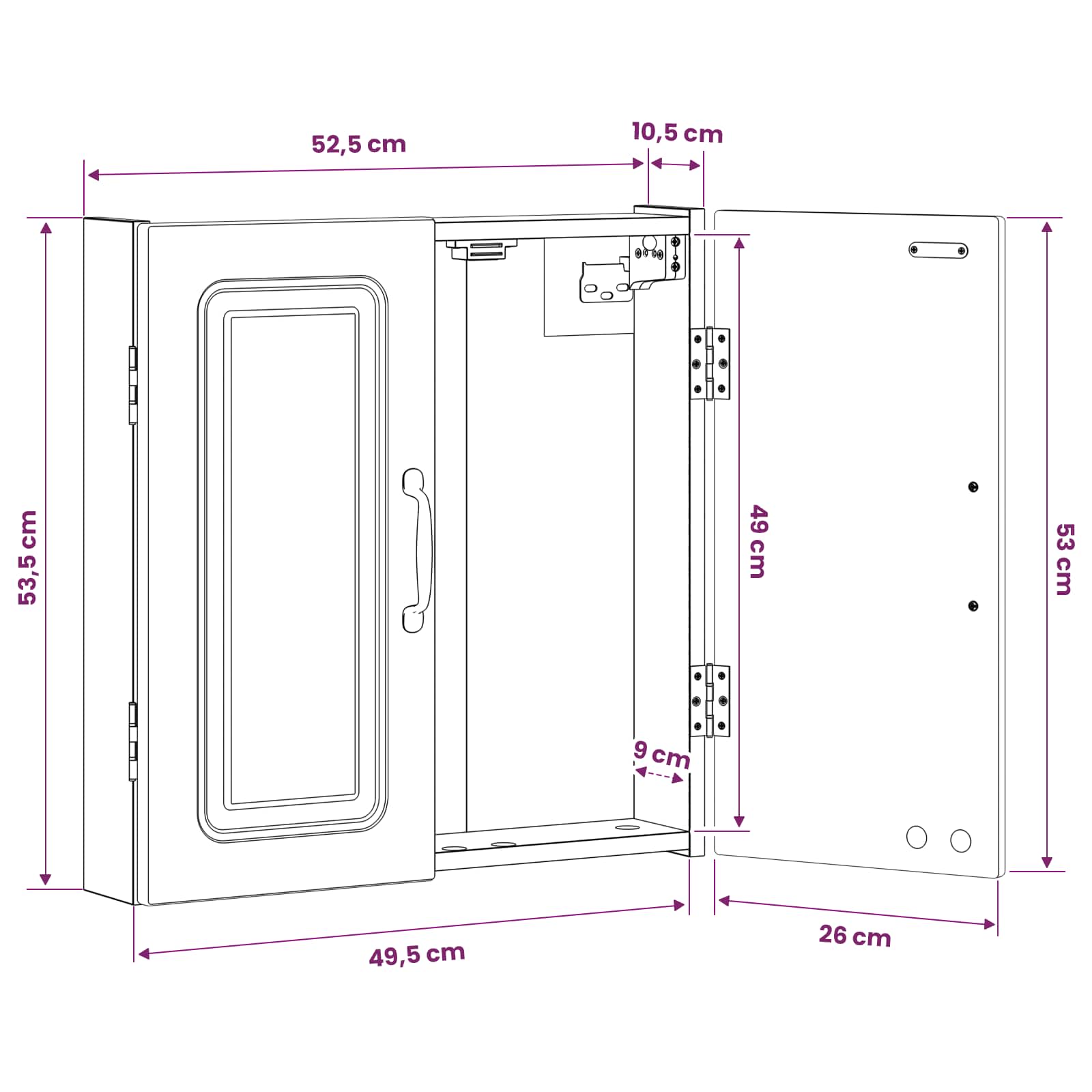 Dartboard Cabinet UTRECHT White 52.5 x 10.5 x 53.5 cm