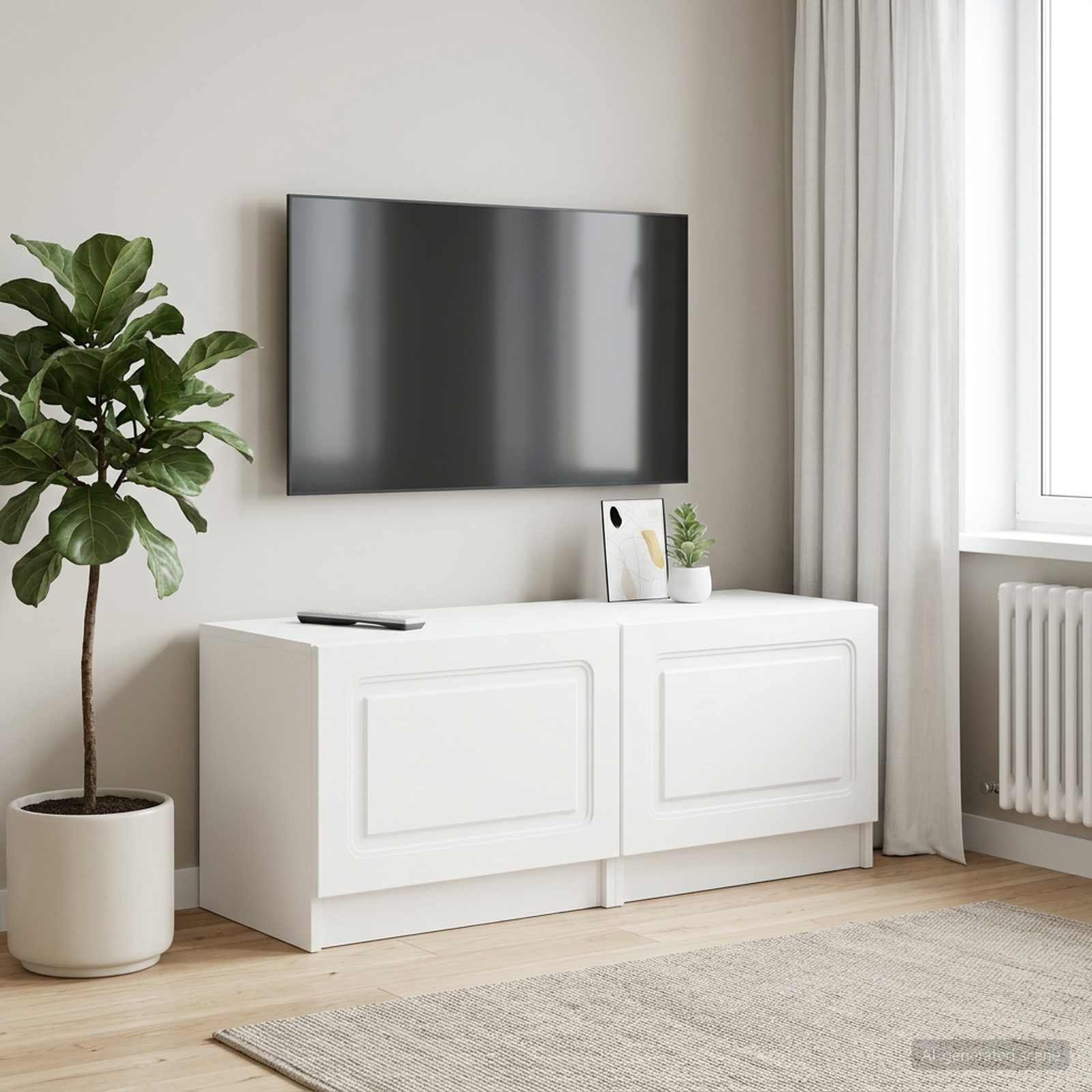 TV Cabinet White Engineered Wood