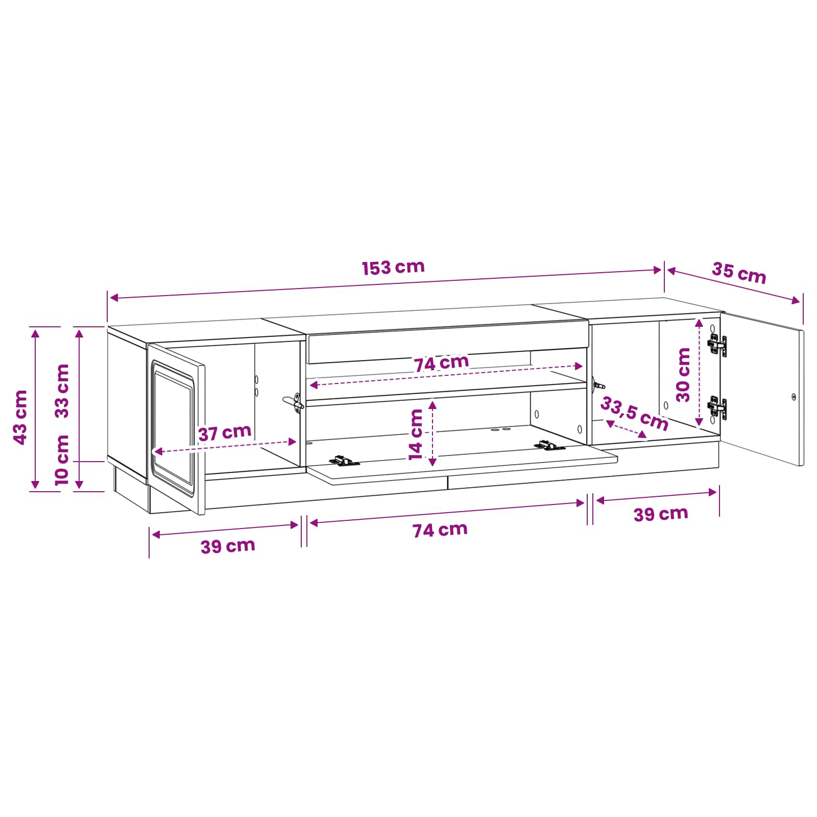 LED TV Cabinet White Engineered Wood