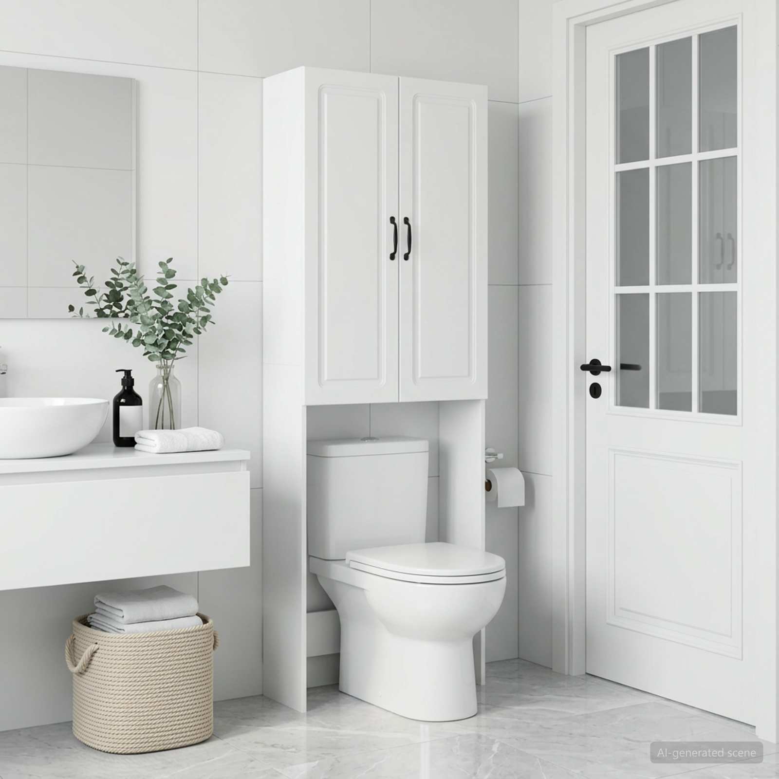 Toilet Cabinet UTRECHT White 66 x 25.5 x 190 cm Engineered Wood