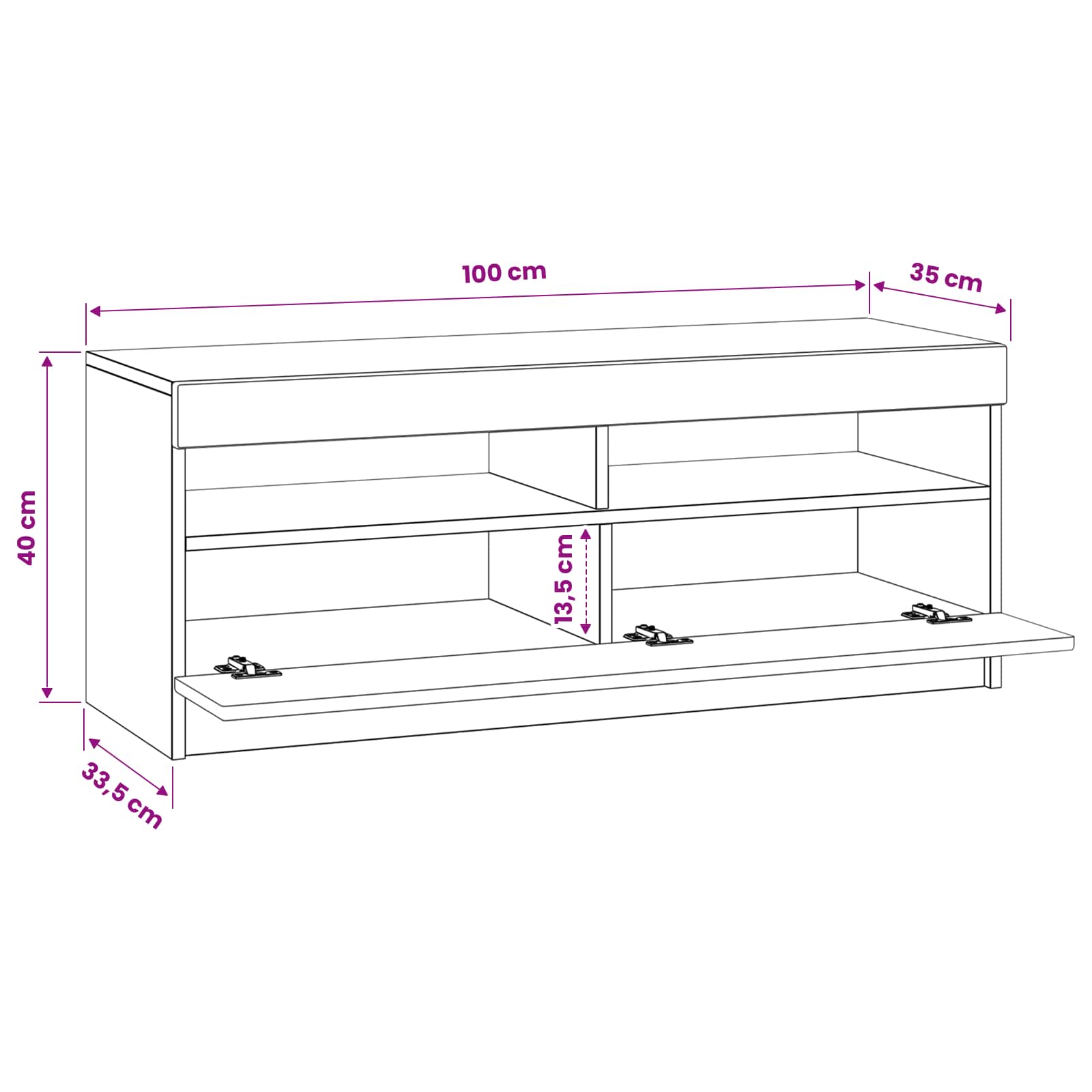 LED TV Cabinet White Engineered Wood