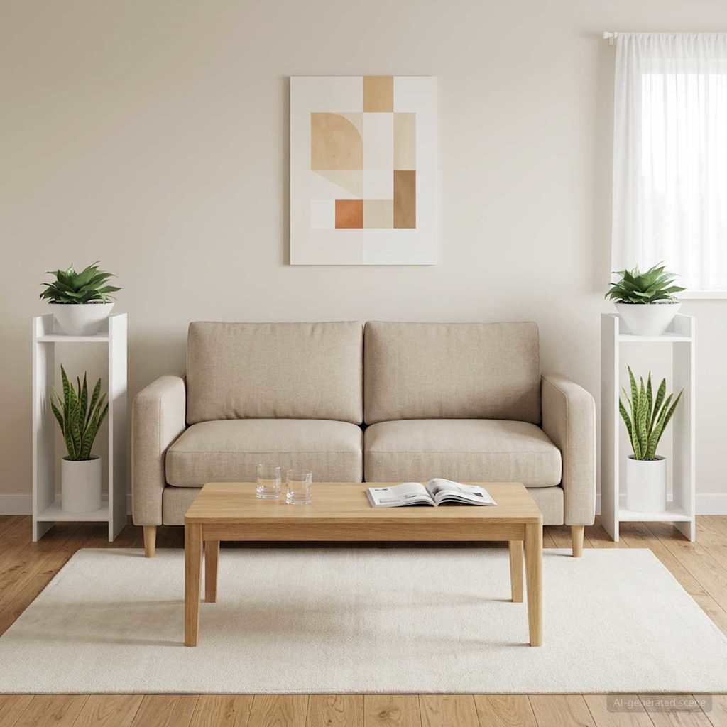 Plant Stand 2 pcs White 30 x 30 x 80 cm Engineered Wood