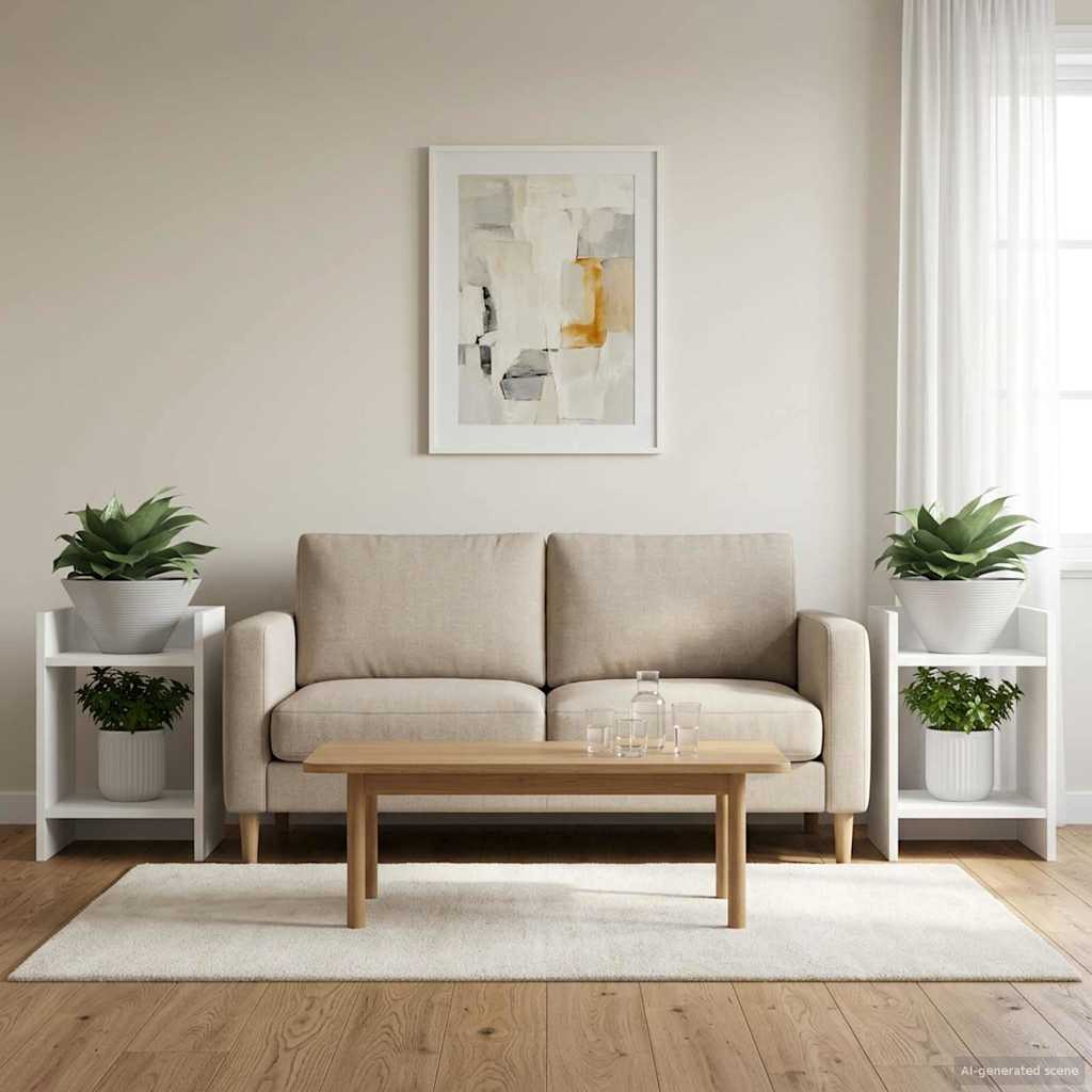 Plant Stand 2 pcs White 30 x 30 x 40 cm Engineered Wood