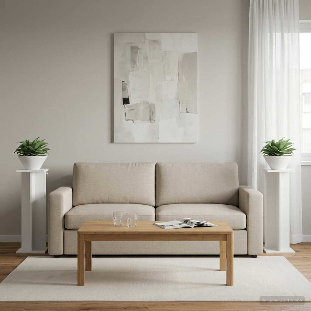 Plant Stand 2 pcs White 25 x 25.5 x 80.5 cm Engineered Wood