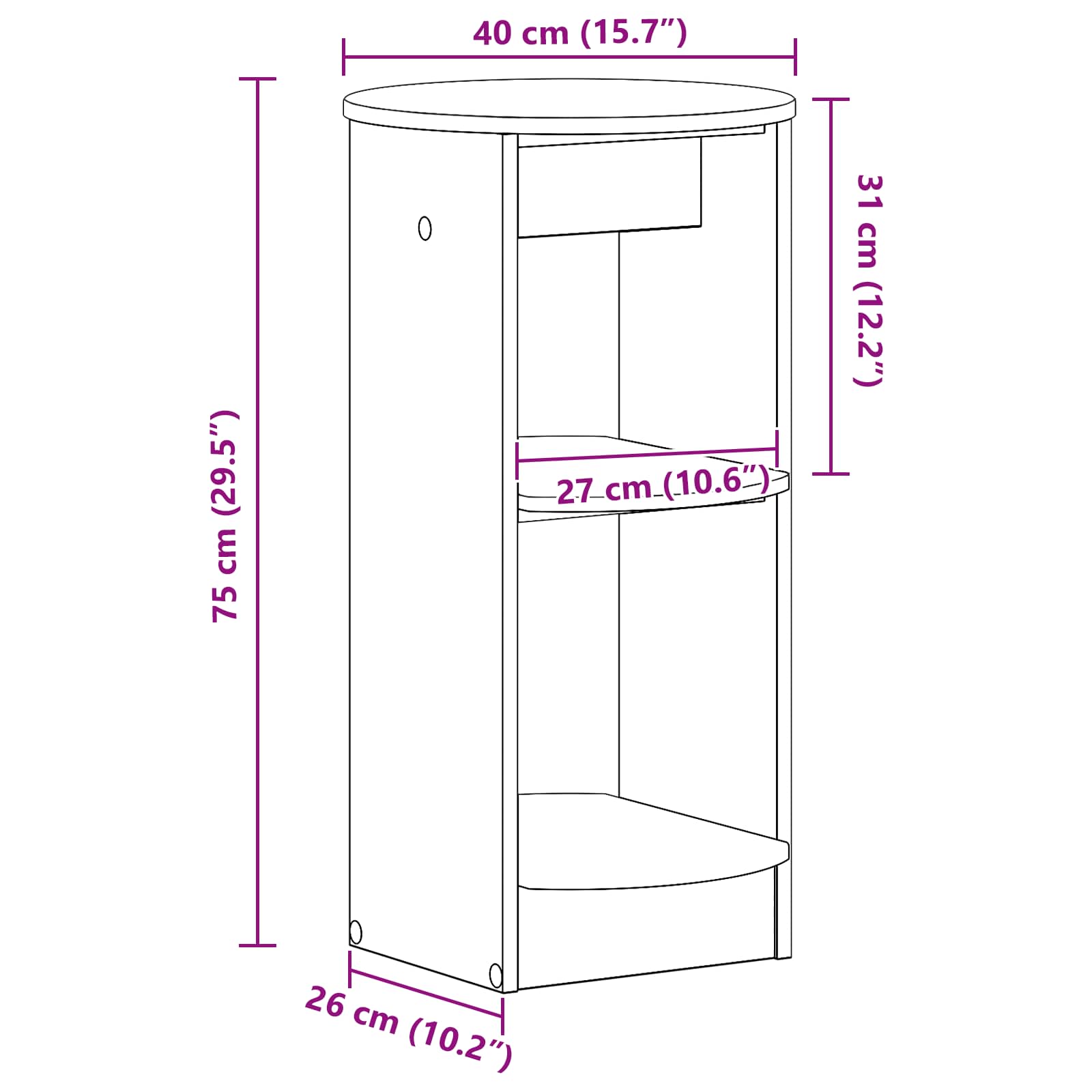 Side Cabinet White Engineered Wood