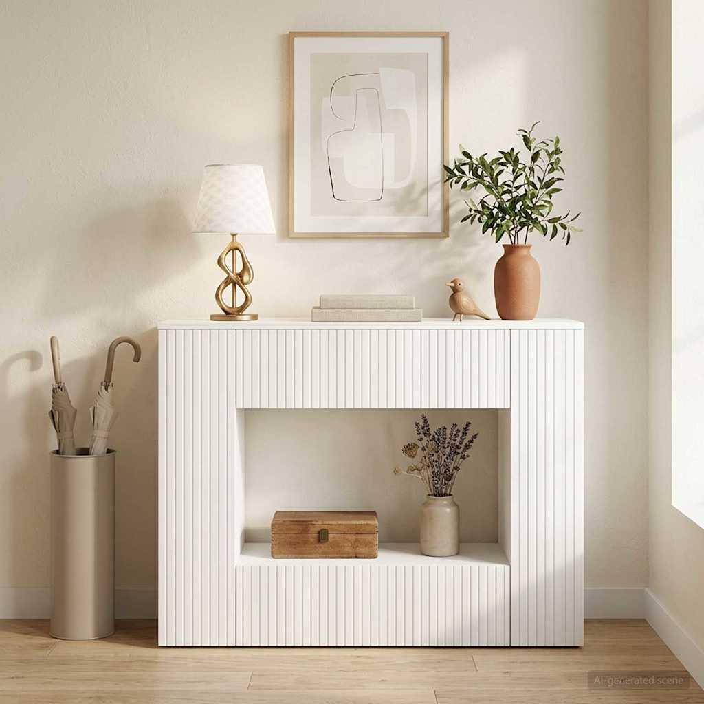 Console Table Striped White 101 x 29 x 74 cm Engineered Wood