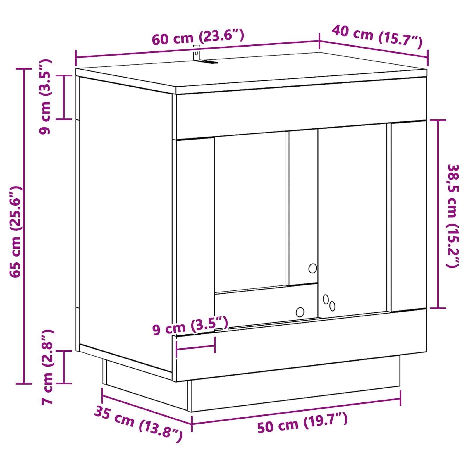Side Table White 60 x 40 x 65 cm Engineered Wood