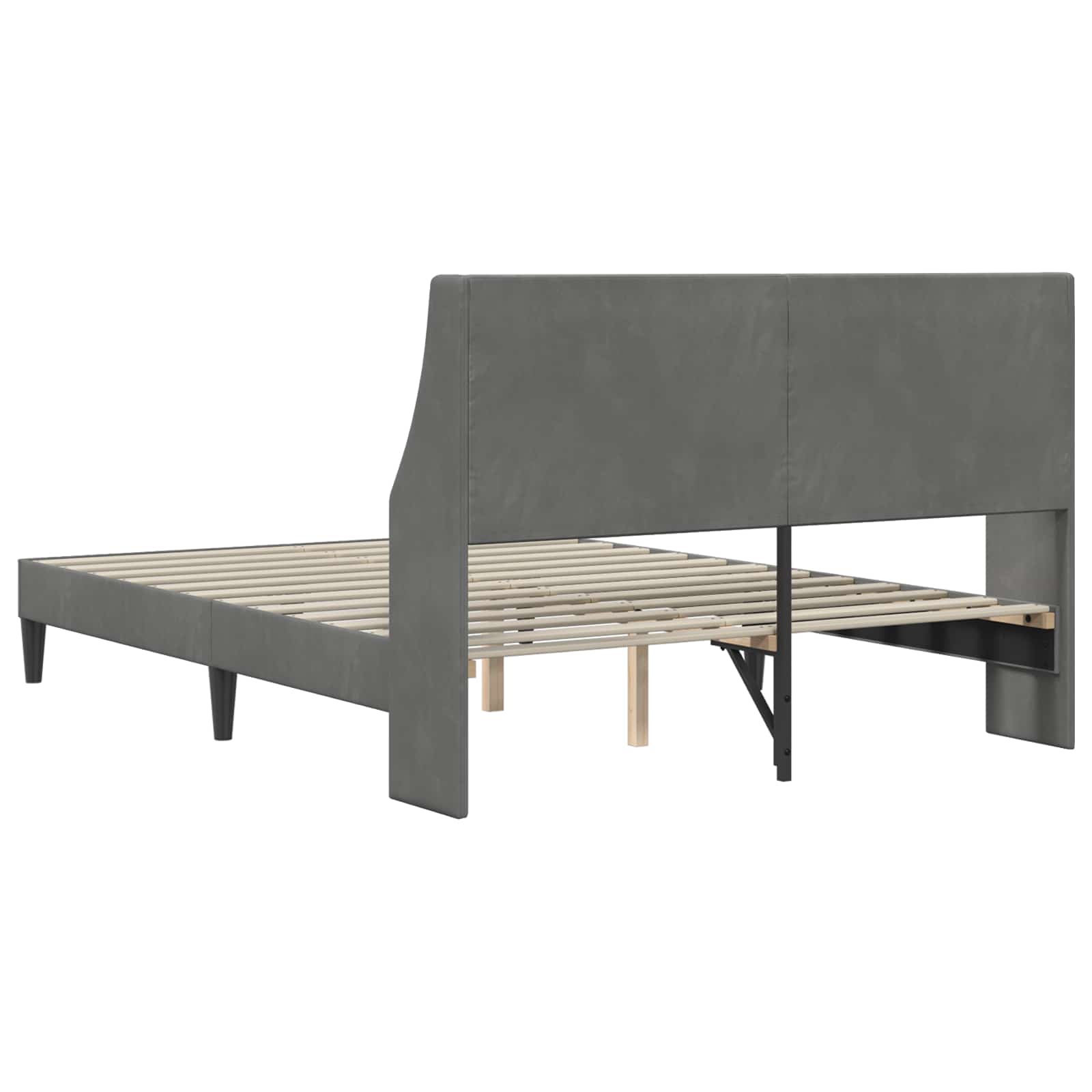 Bed Frame with Headboard Dark Grey 137 x 190 cm Velvet