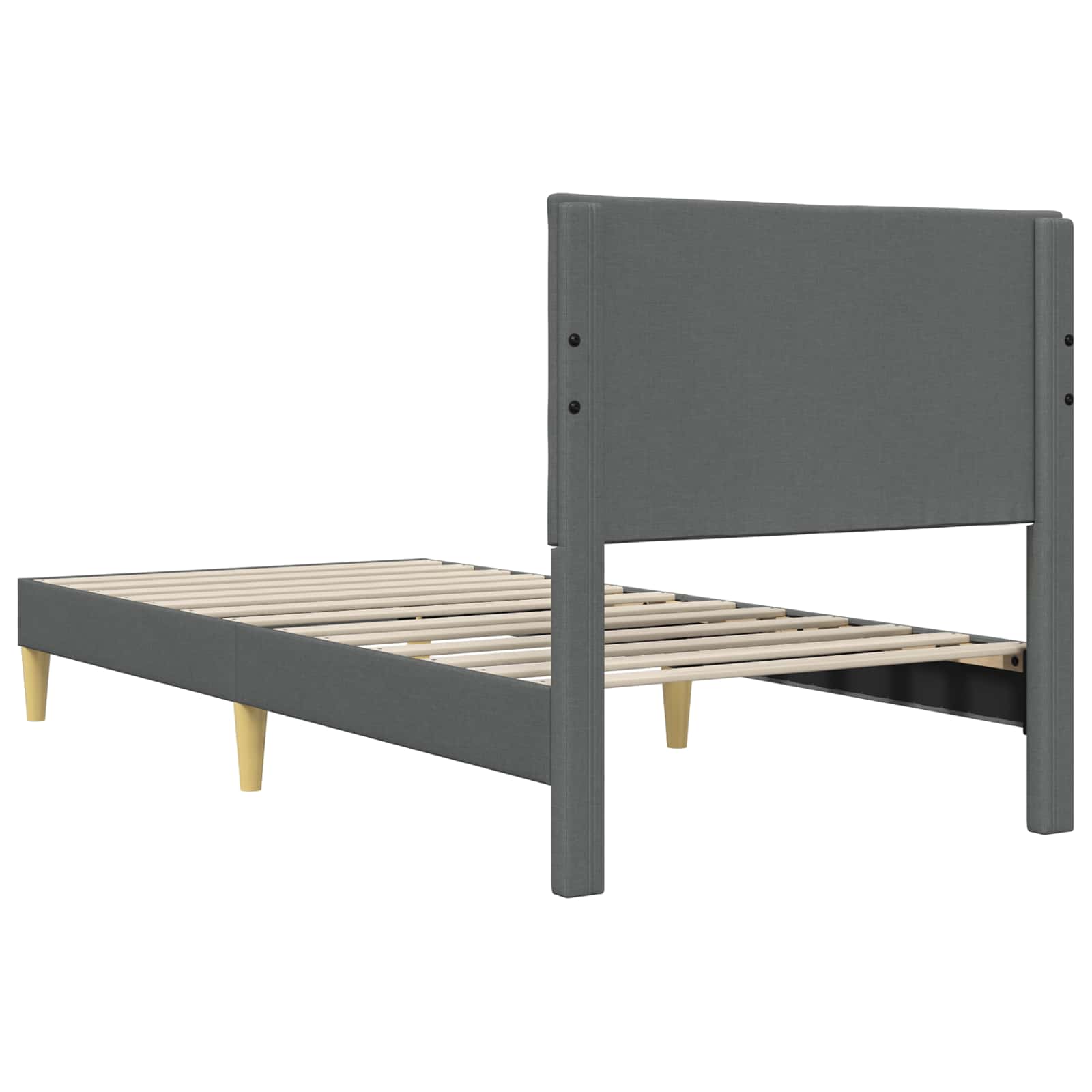 Bed Frame with Headboard Dark Grey 107 x 203 cm Fabric