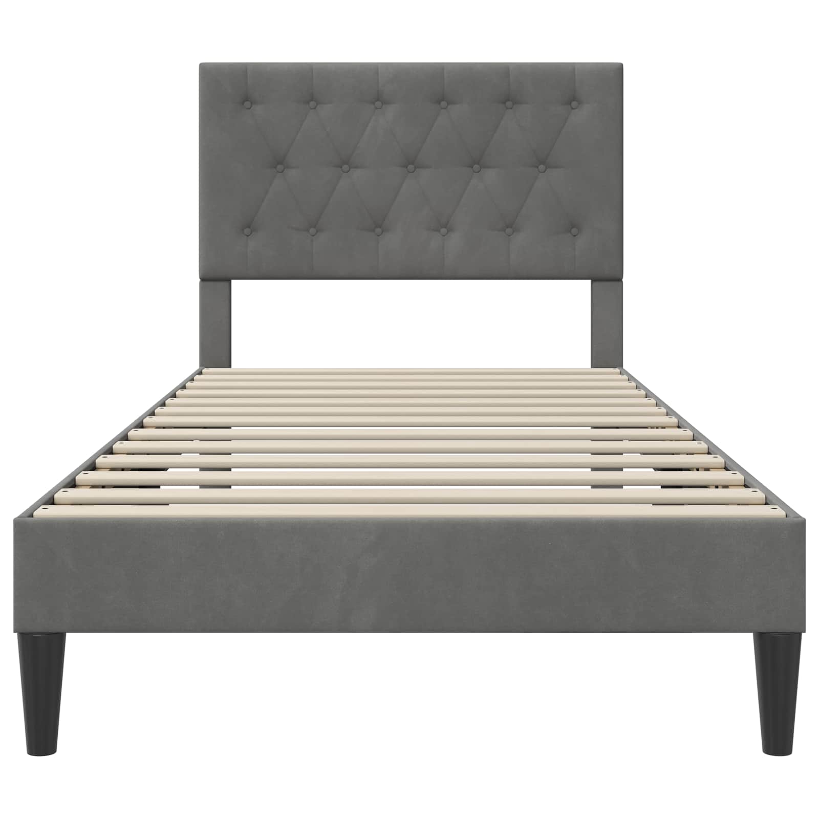 Bed Frame with Headboard Dark Grey 90 x 190 cm Velvet
