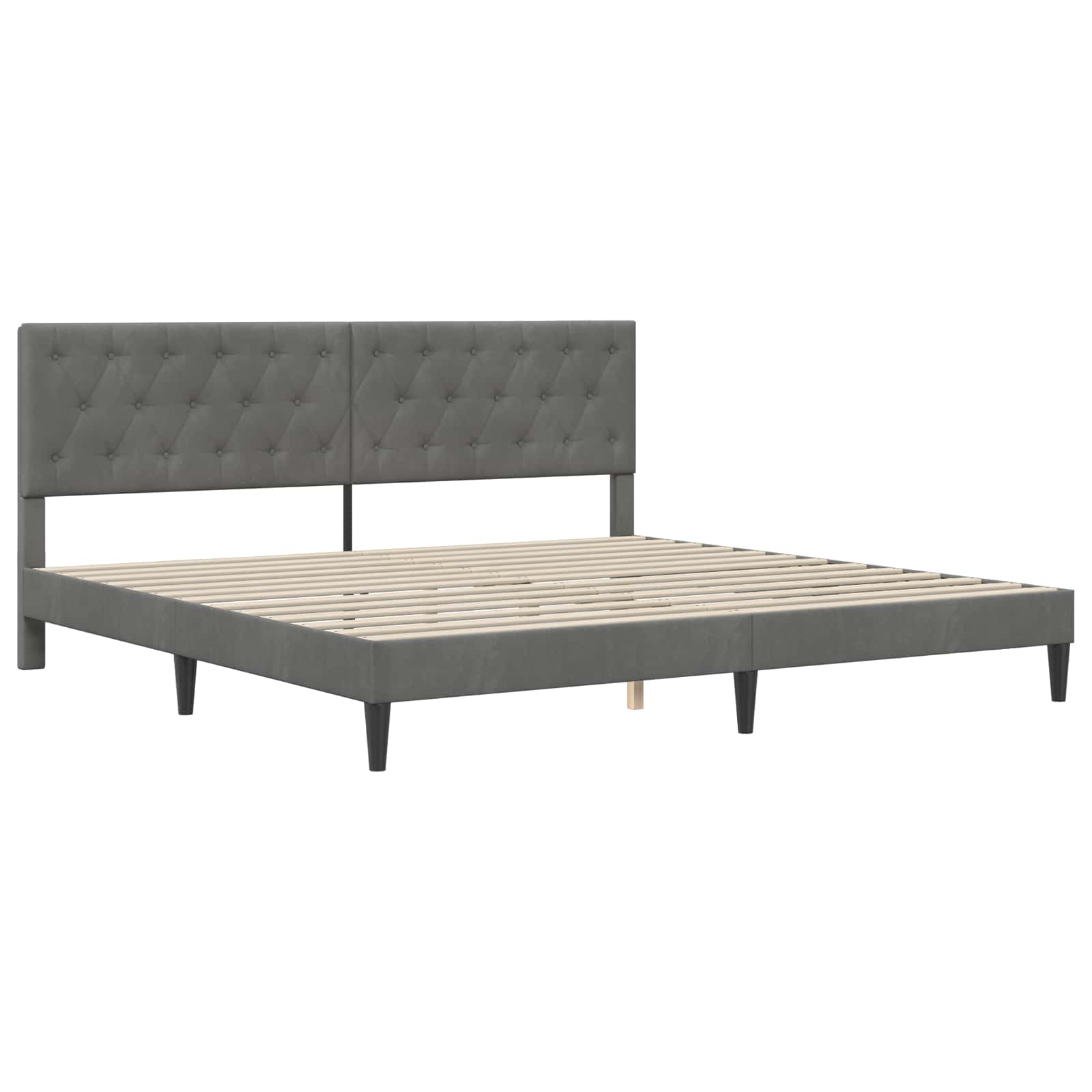 Bed Frame with Headboard Dark Grey 180 x 200 cm Velvet