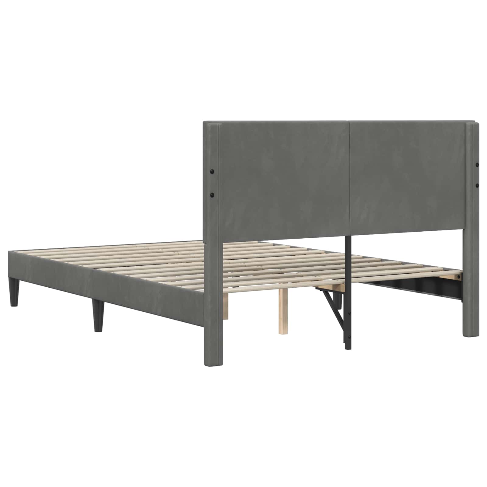 Bed Frame with Headboard Dark Grey 137 x 190 cm Velvet