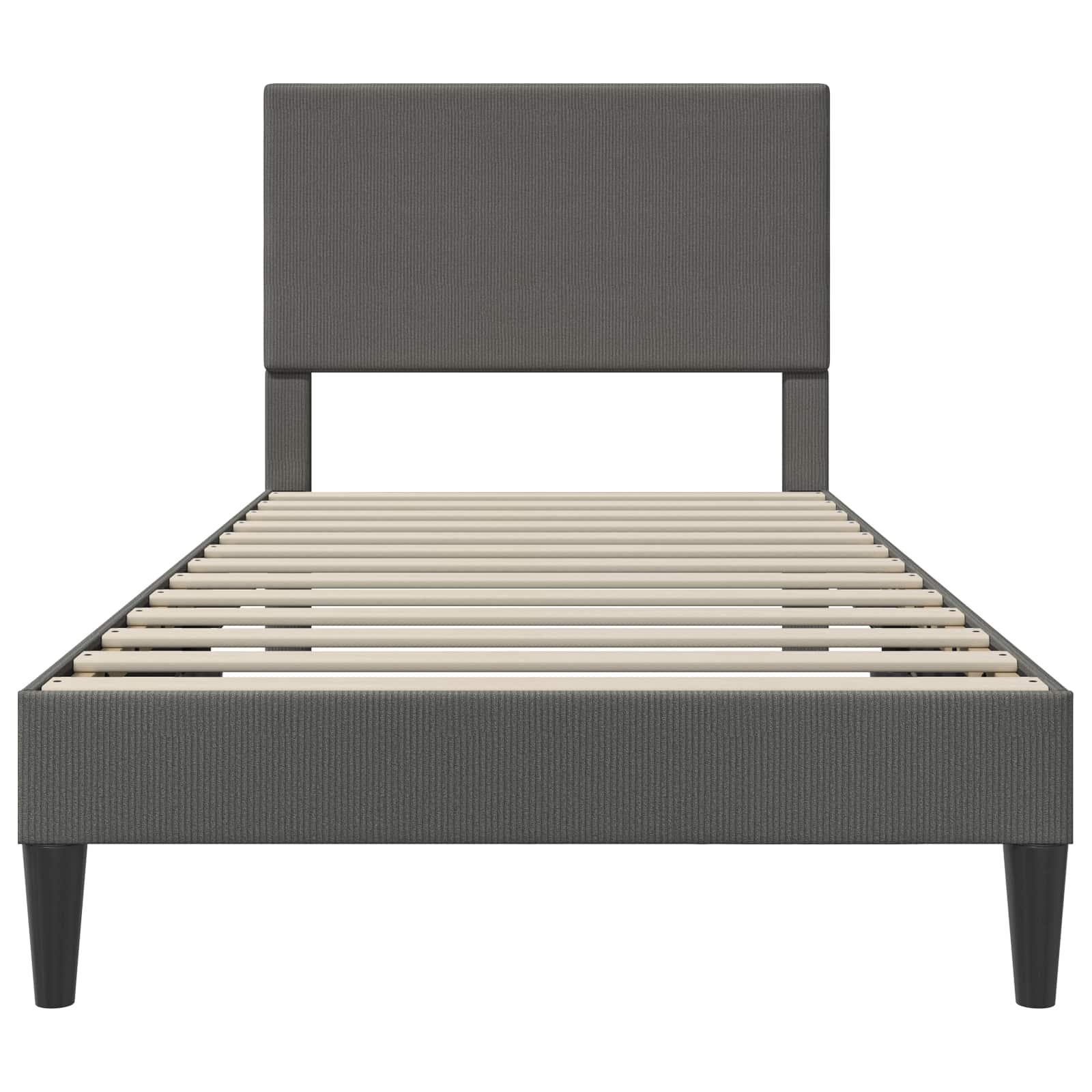 Bed Frame with Headboard Dark Grey 90 x 190 cm Corduroy Fabric