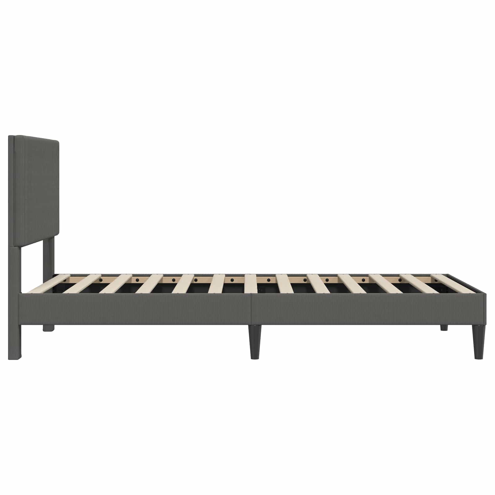 Bed Frame with Headboard Dark Grey 90 x 190 cm Corduroy Fabric