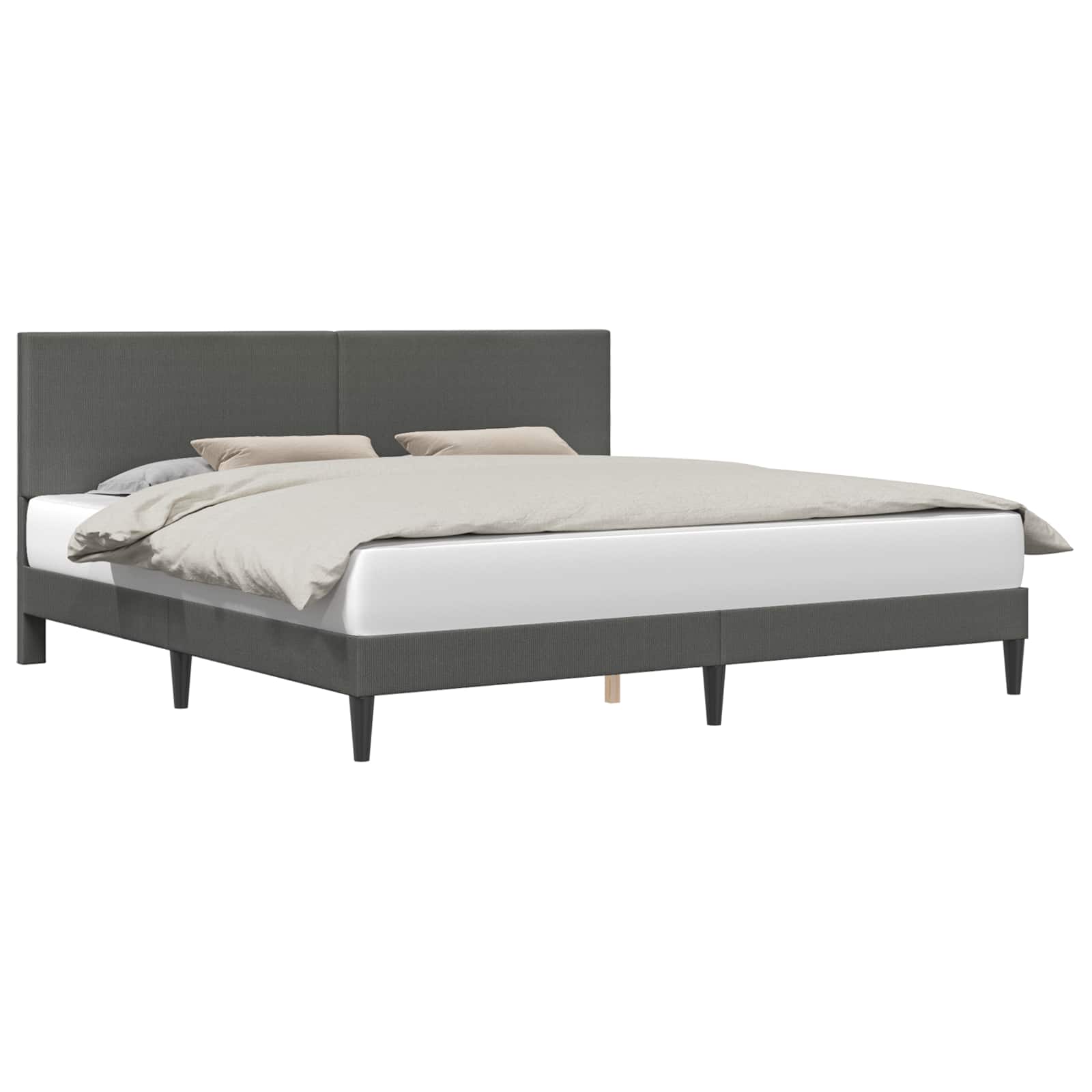 Bed Frame with Headboard Dark Grey 180 x 200 cm Corduroy Fabric