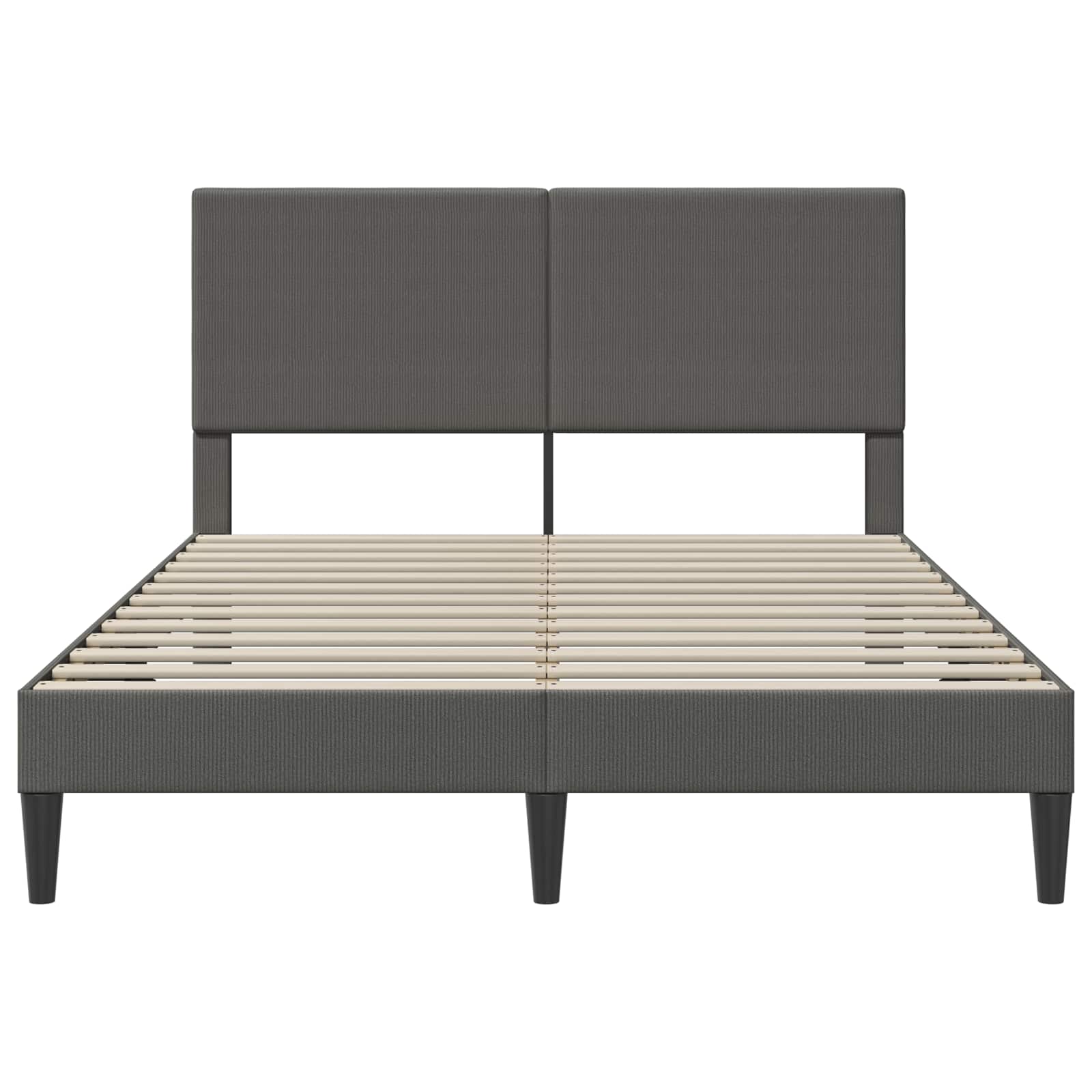 Bed Frame with Headboard Dark Grey 137 x 190 cm Corduroy Fabric