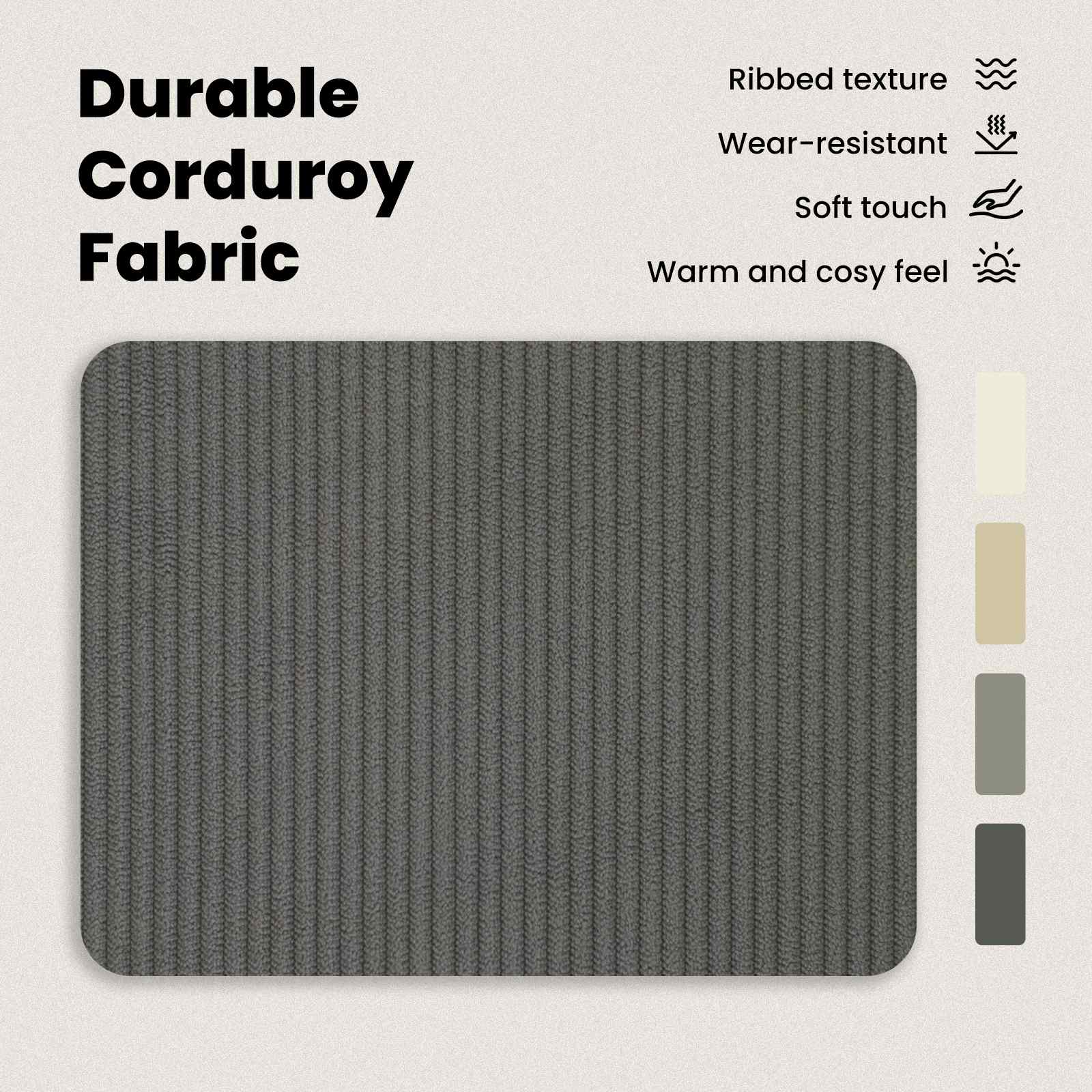 Bed Frame with Headboard Dark Grey 153 x 203 cm Corduroy Fabric