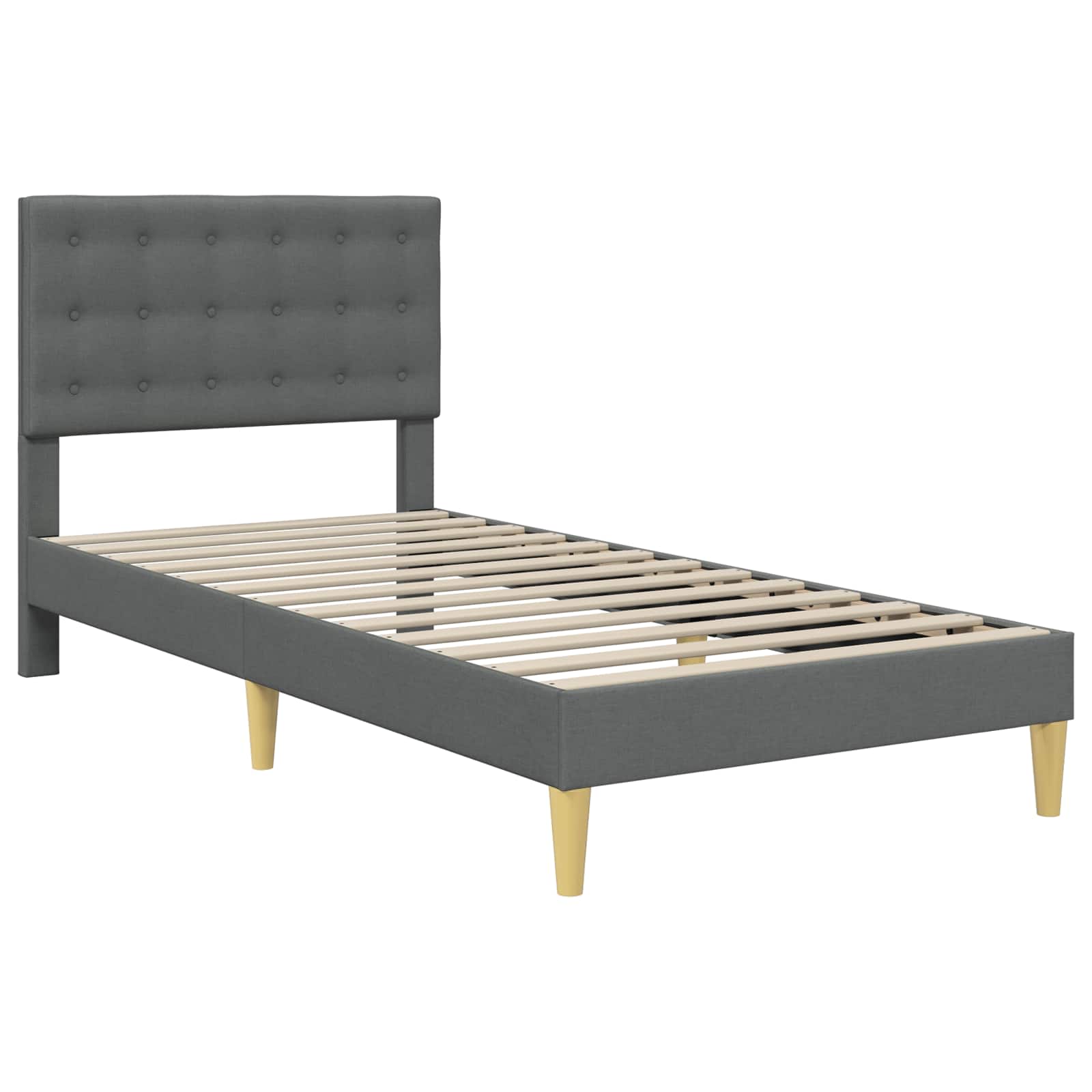 Bed Frame with Headboard Dark Grey 90 x 190 cm Fabric