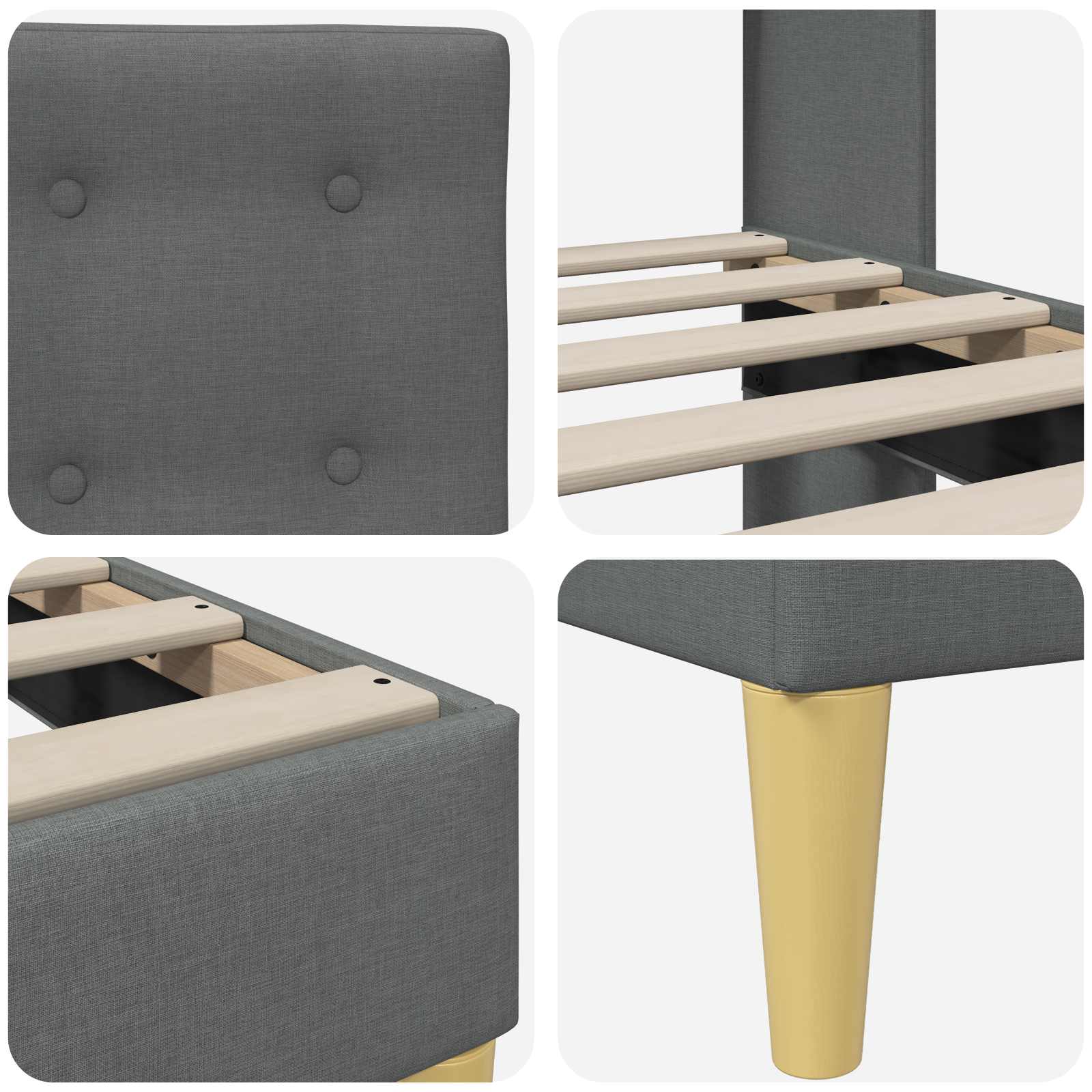 Bed Frame with Headboard Dark Grey 180 x 200 cm Fabric