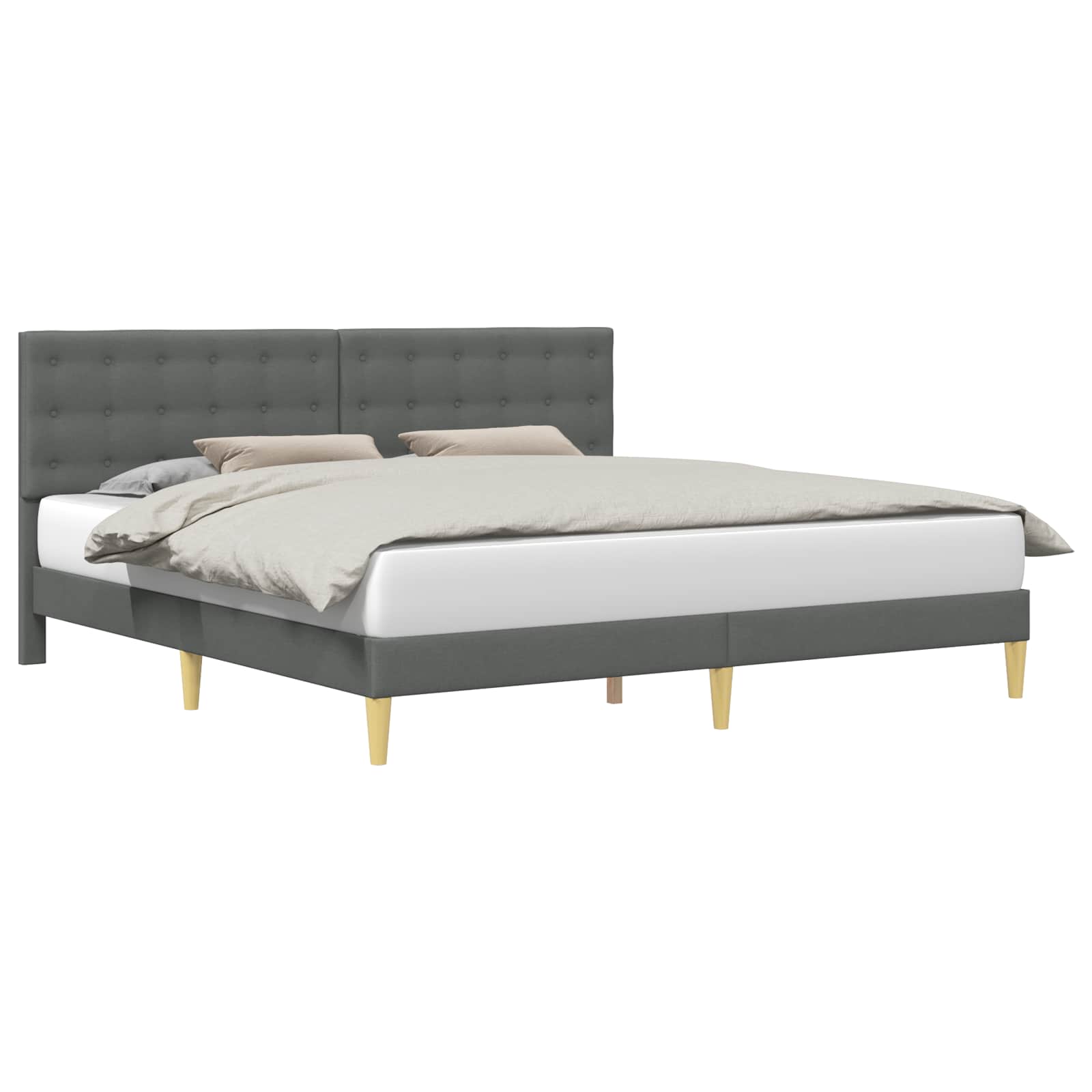 Bed Frame with Headboard Dark Grey 180 x 200 cm Fabric