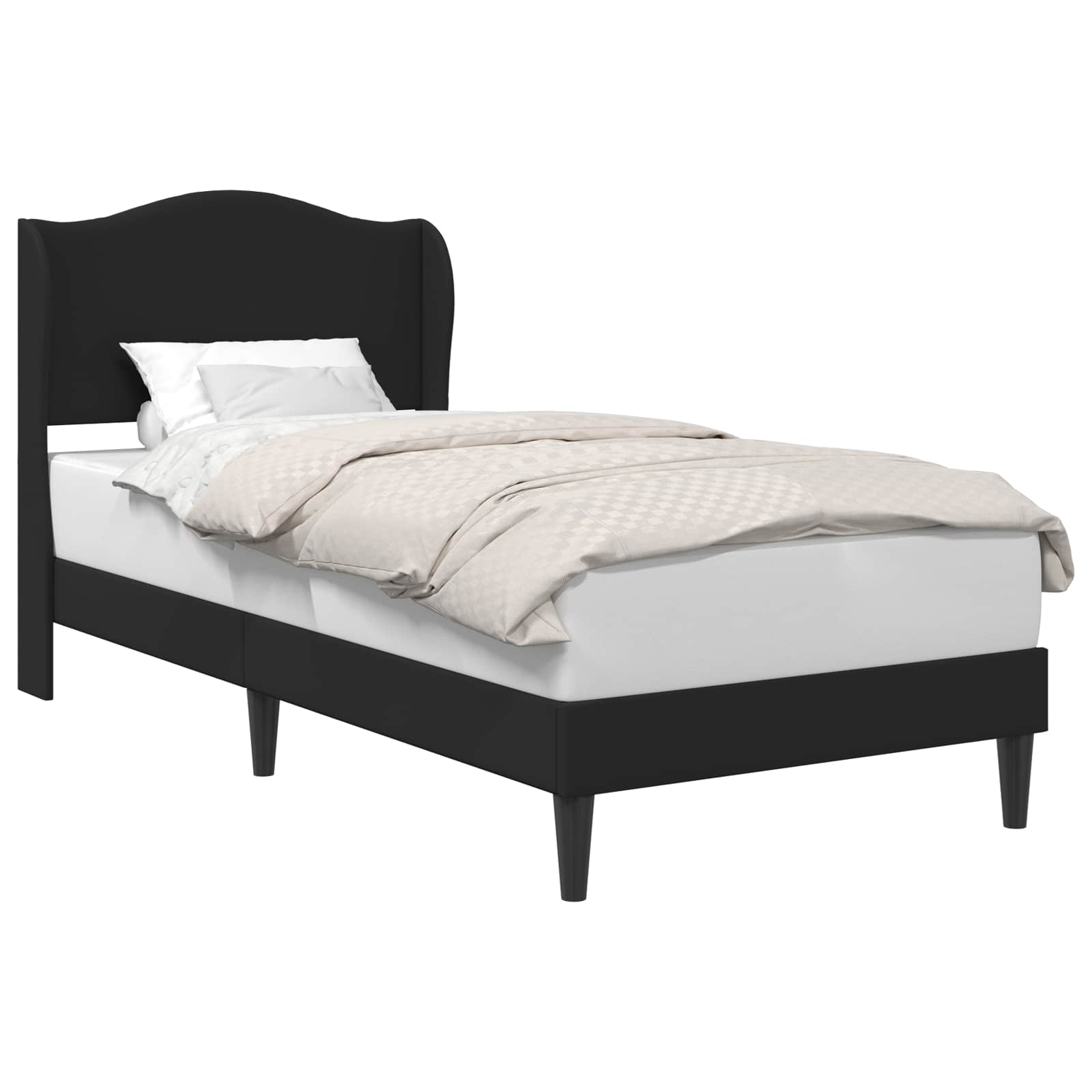 Bed Frame with Headboard Black 90 x 190 cm Faux Leather