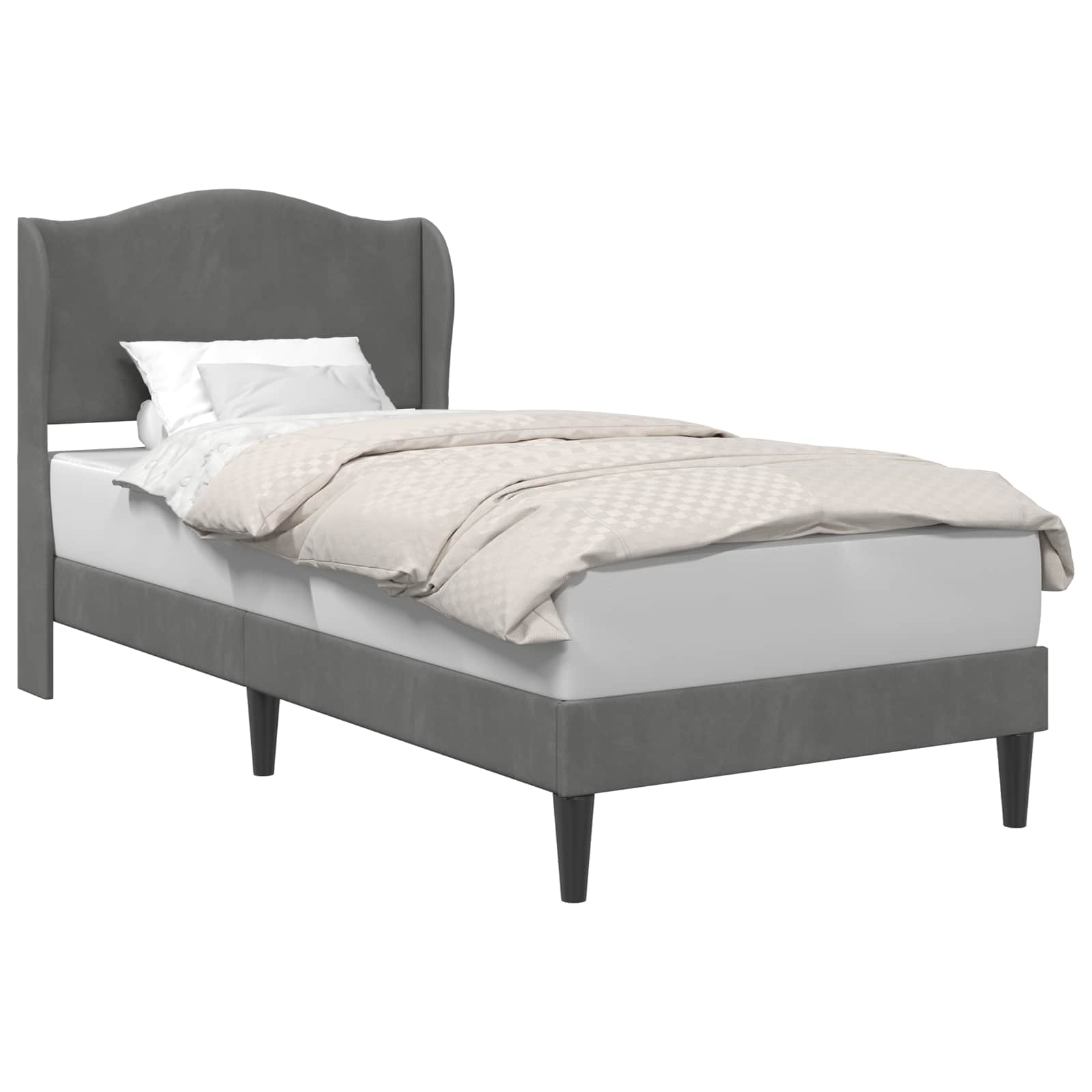 Bed Frame with Headboard Dark Grey 90 x 190 cm Velvet