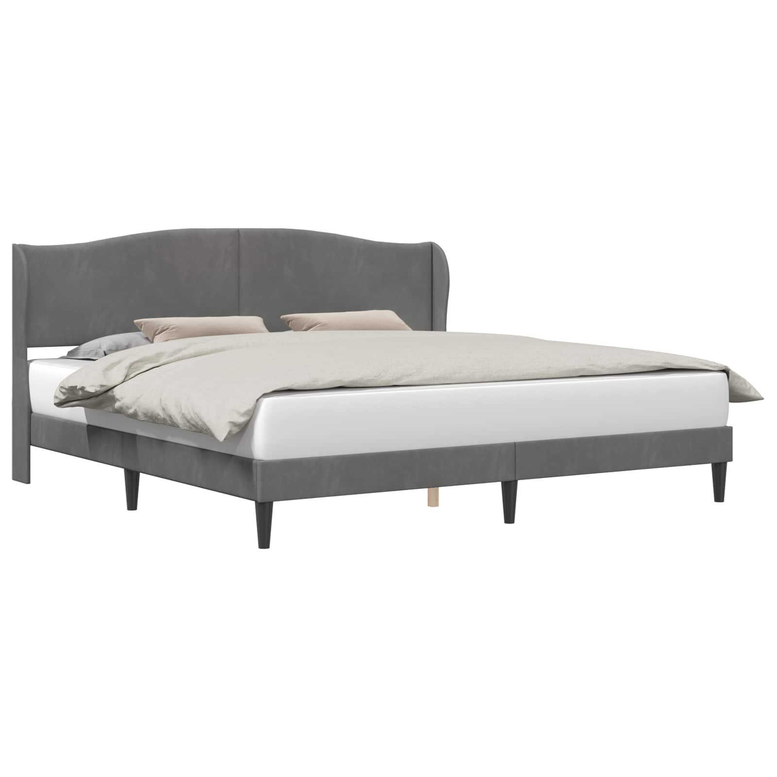 Bed Frame with Headboard Dark Grey 180 x 200 cm Velvet