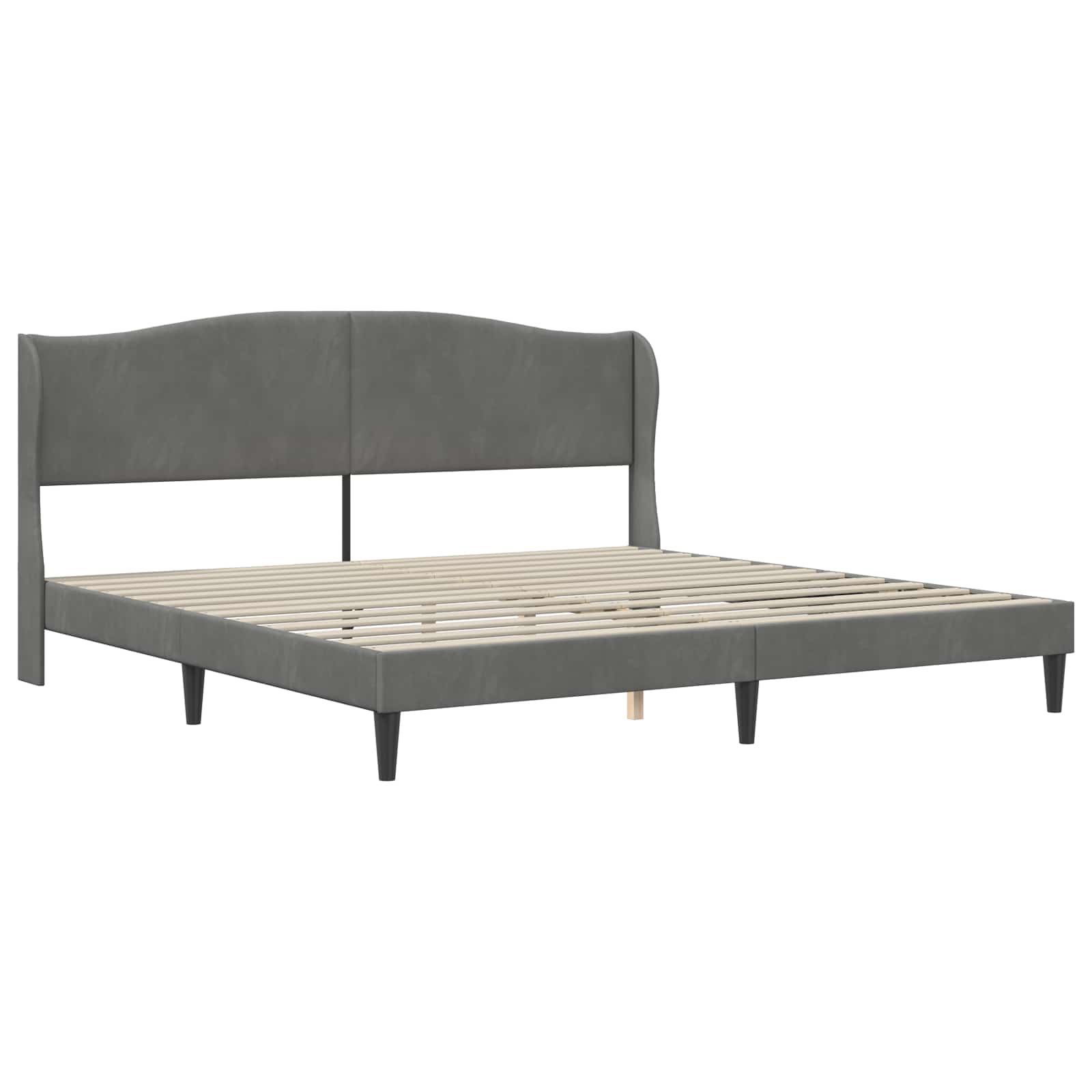 Bed Frame with Headboard Dark Grey 180 x 200 cm Velvet