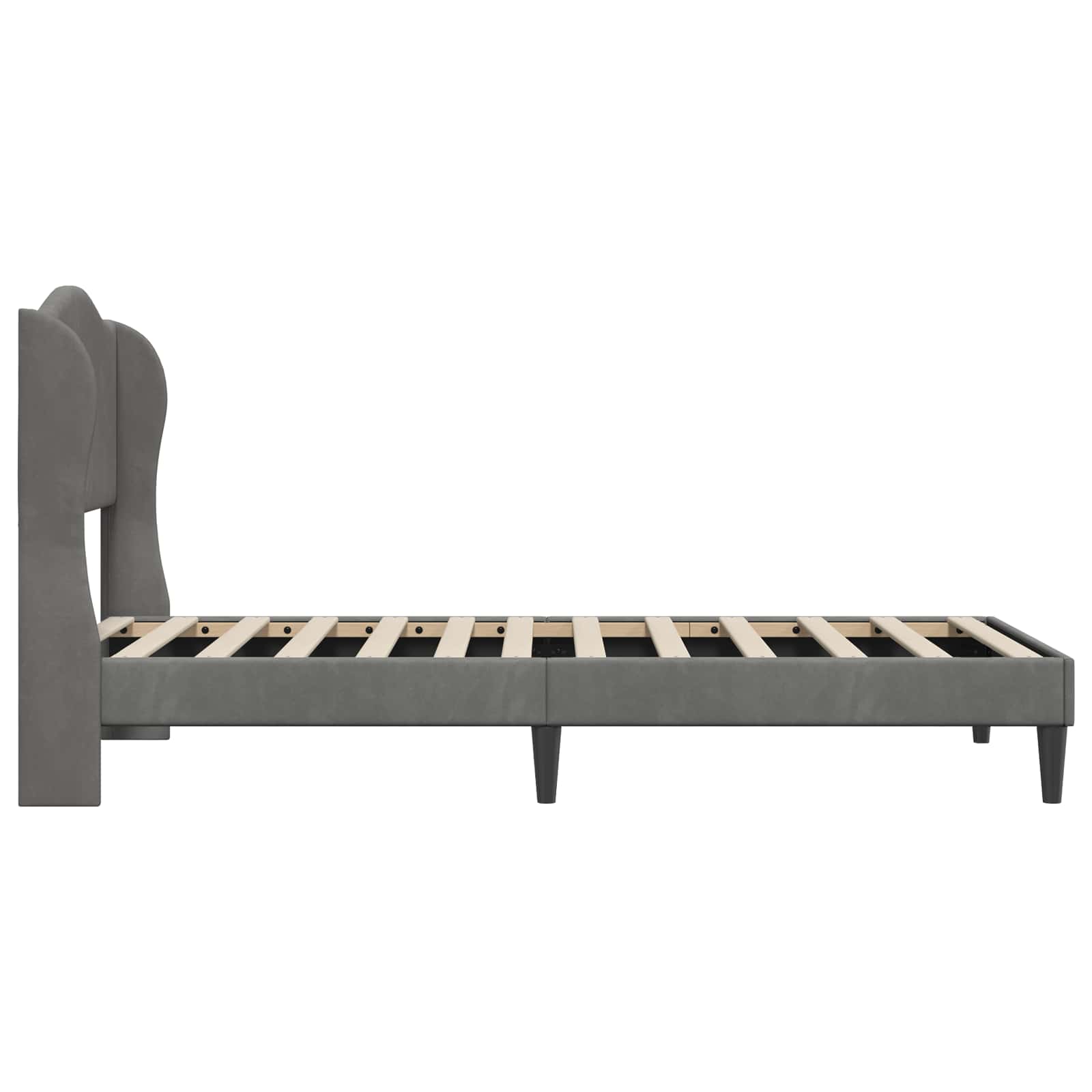 Bed Frame with Headboard Dark Grey 107 x 203 cm Velvet