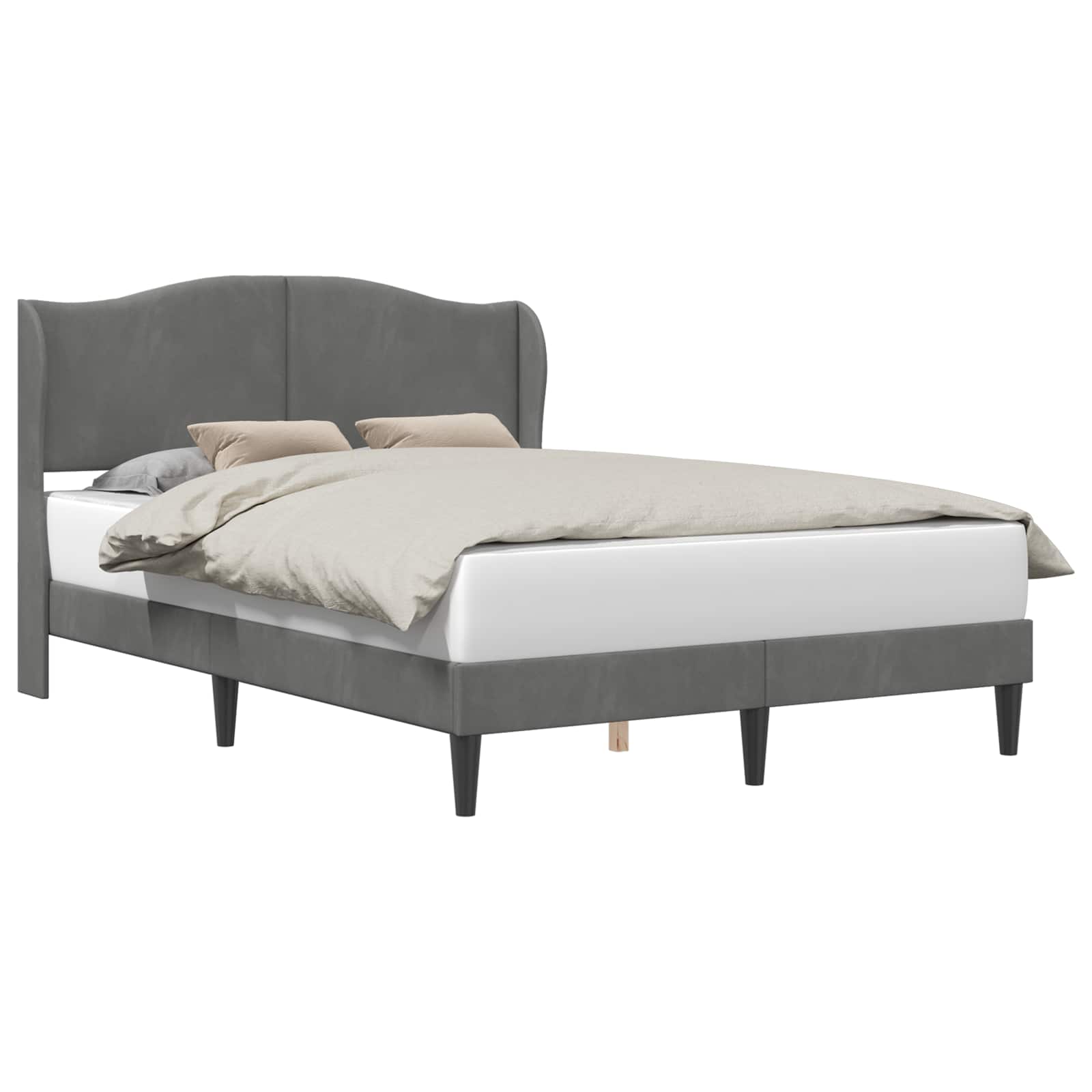 Bed Frame with Headboard Dark Grey 137 x 190 cm Velvet